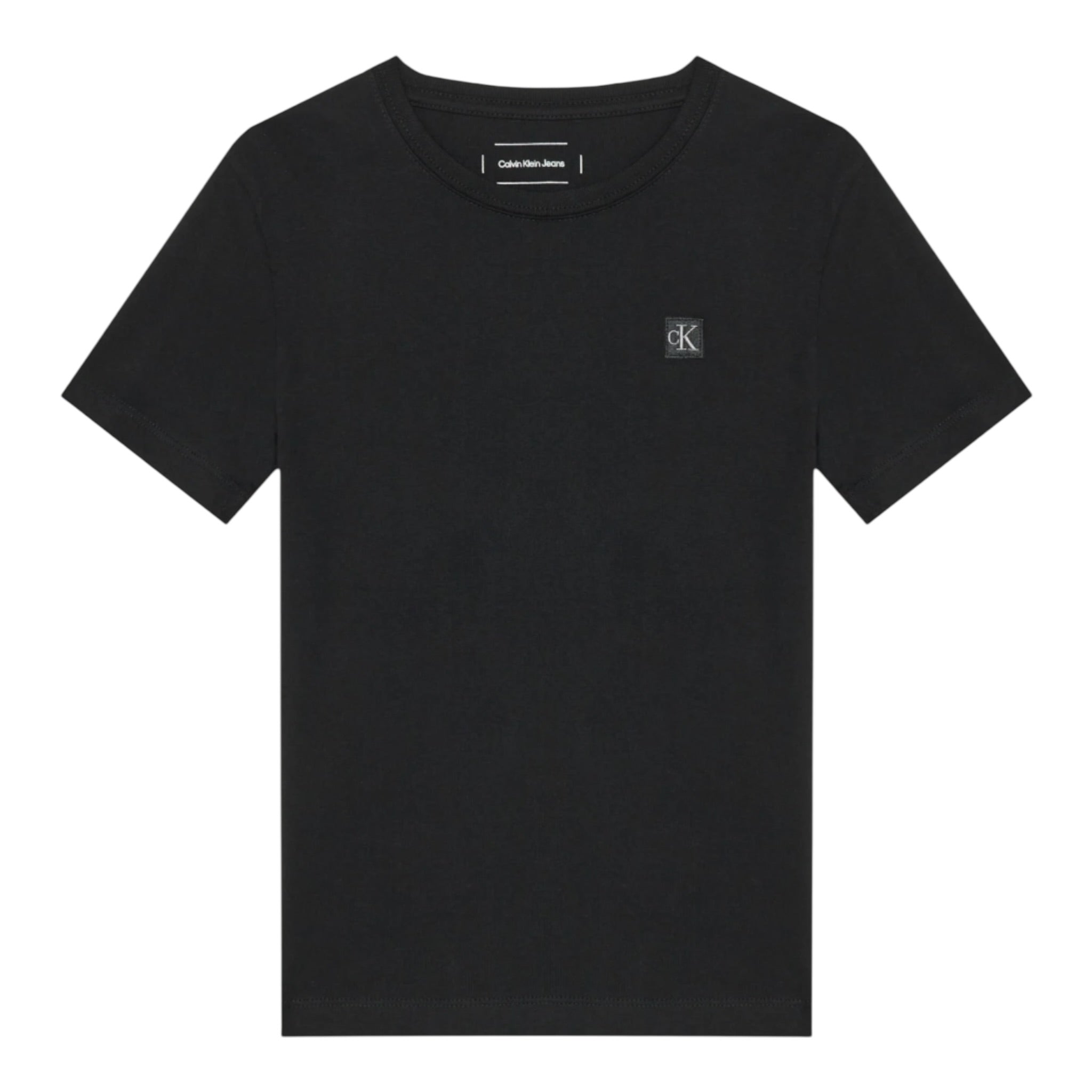 Calvin Klein T-Shirt Girocollo tinta unita con Logo Nero per Bambino IU0IU00543X NERO CALVIN KLEIN 