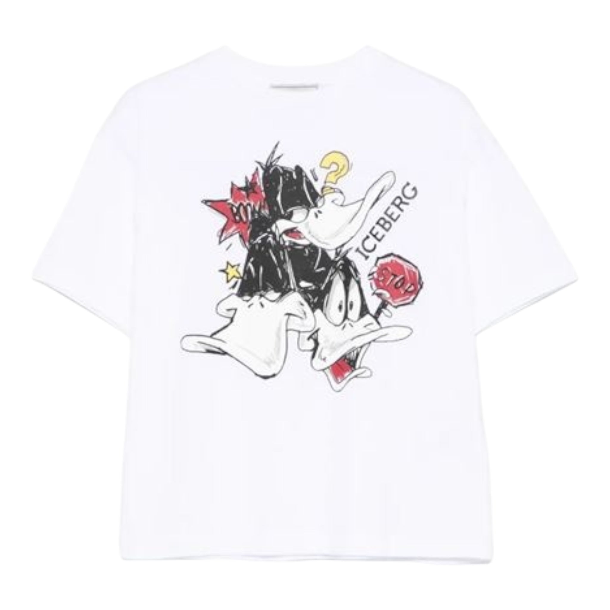 Iceberg T-Shirt Girocollo Tinta Unita con Stampa per Bambino TSICE5107J BIANCO ICEBERG 