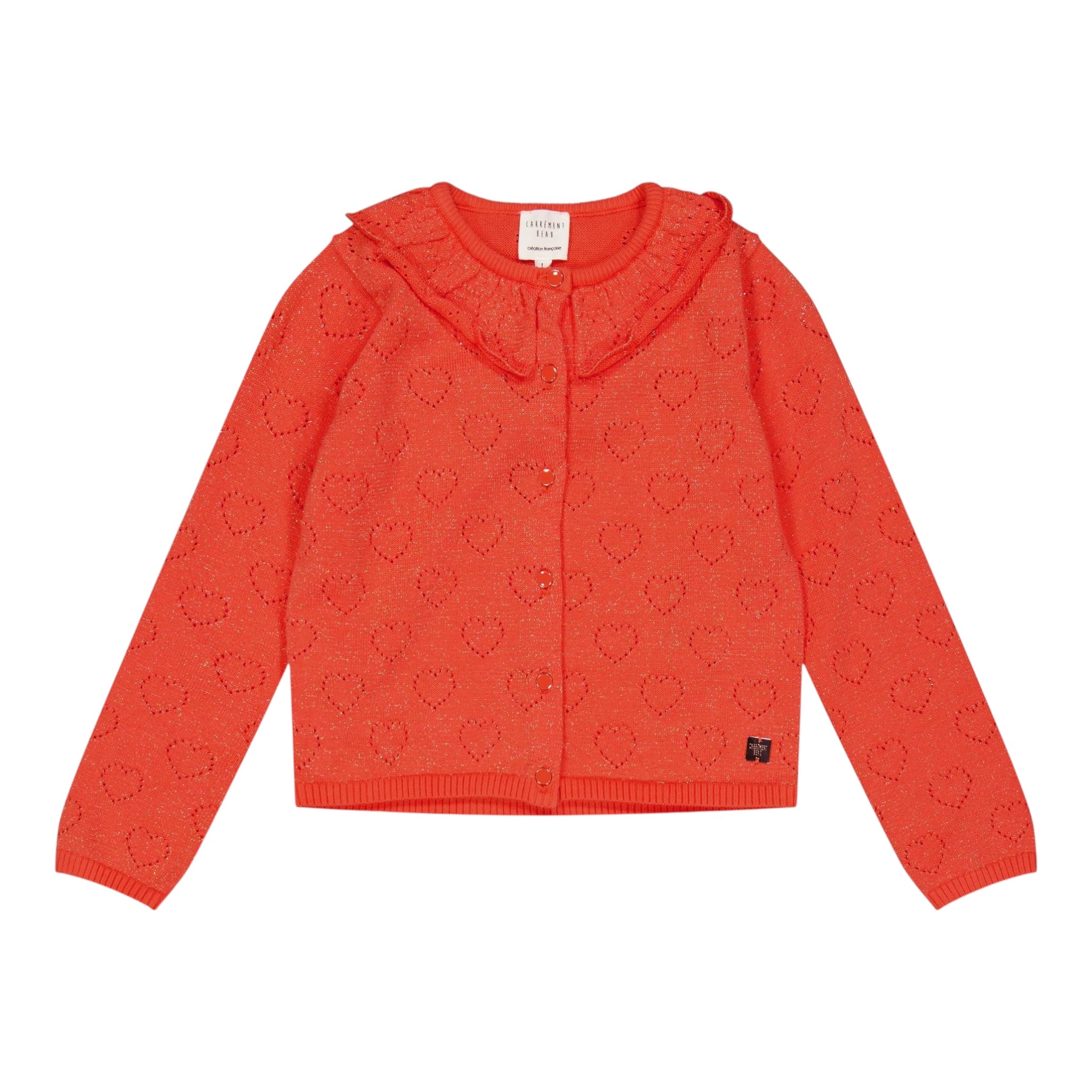 Carre'Ment Beau Cardigan Tinta Unita con Trafori per Bambina Y05219J CORALLO CARRE'MENT BEAU 