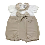 Colibri Pagliaccetto Bicolore Mezza Manica con Fiocco per Neonata 5TPAGL BIANCO/BEIGE COLIBRI 