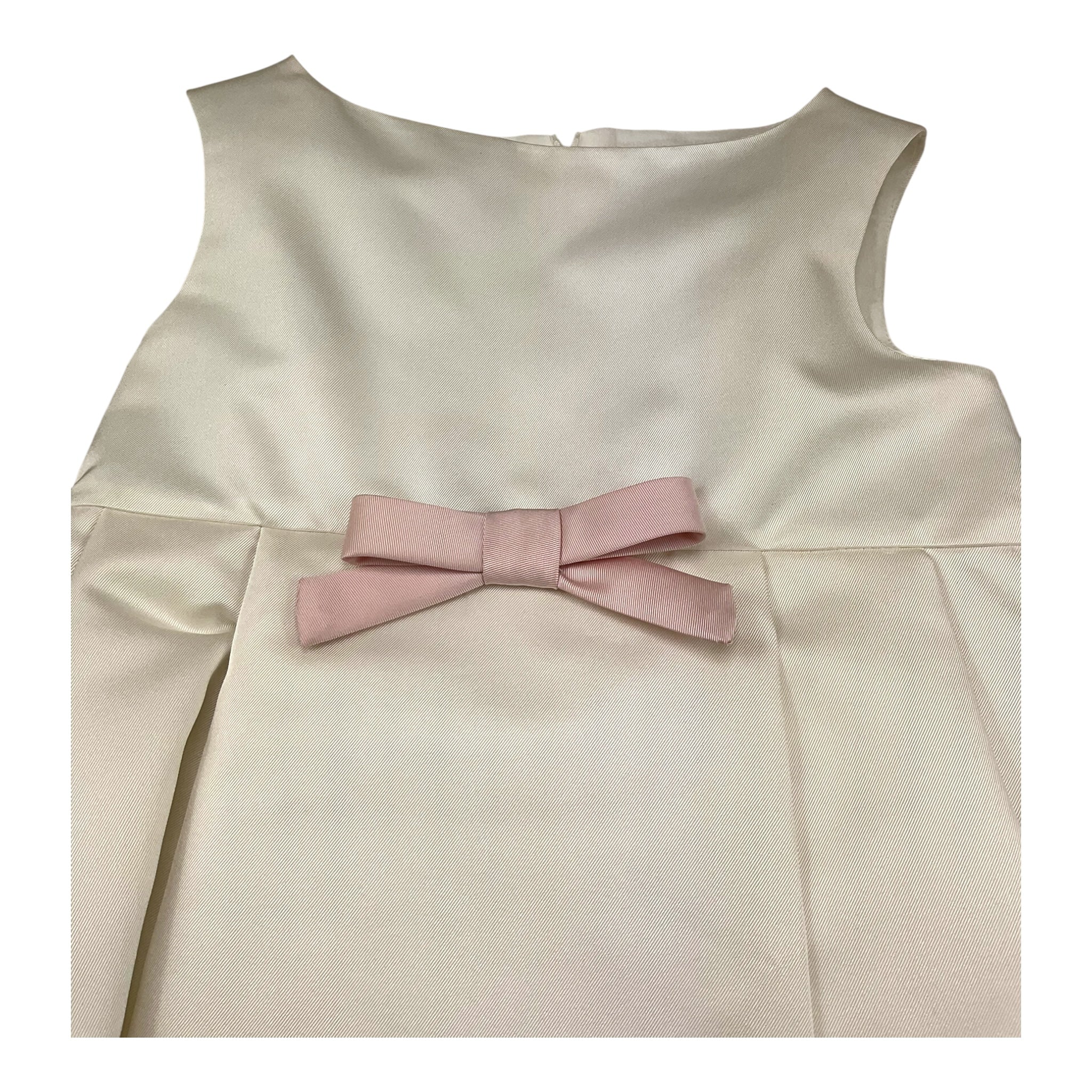 Colori Chiari Abito Cerimonia Tinta Unita Giromanica con Fiocco In Contrasto per Bambina FB103489 BIANCO COLORI CHIARI 