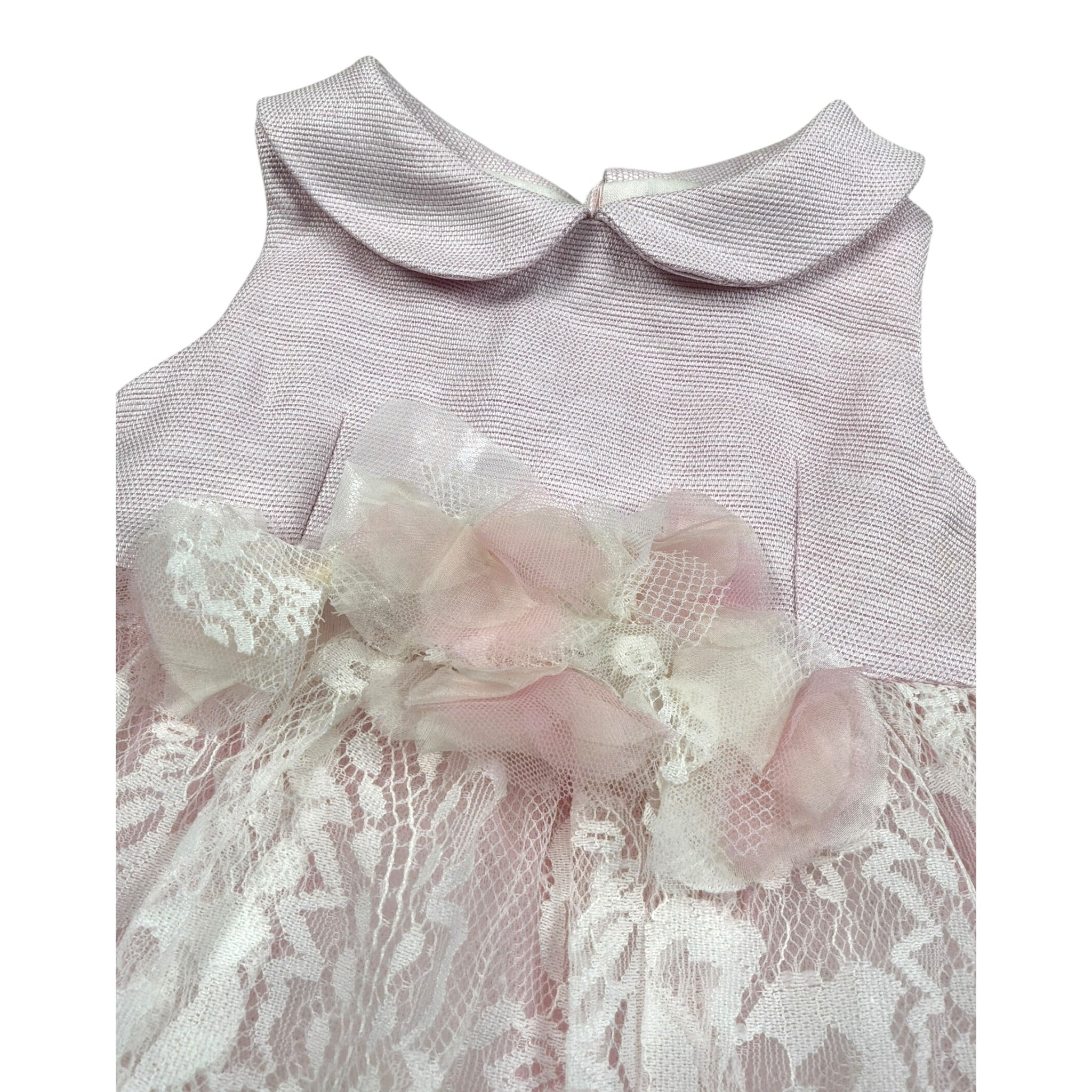 Colori Chiari Abito Giromanica con Ricami Rosa per Neonata FN105861 ROSA COLORI CHIARI 