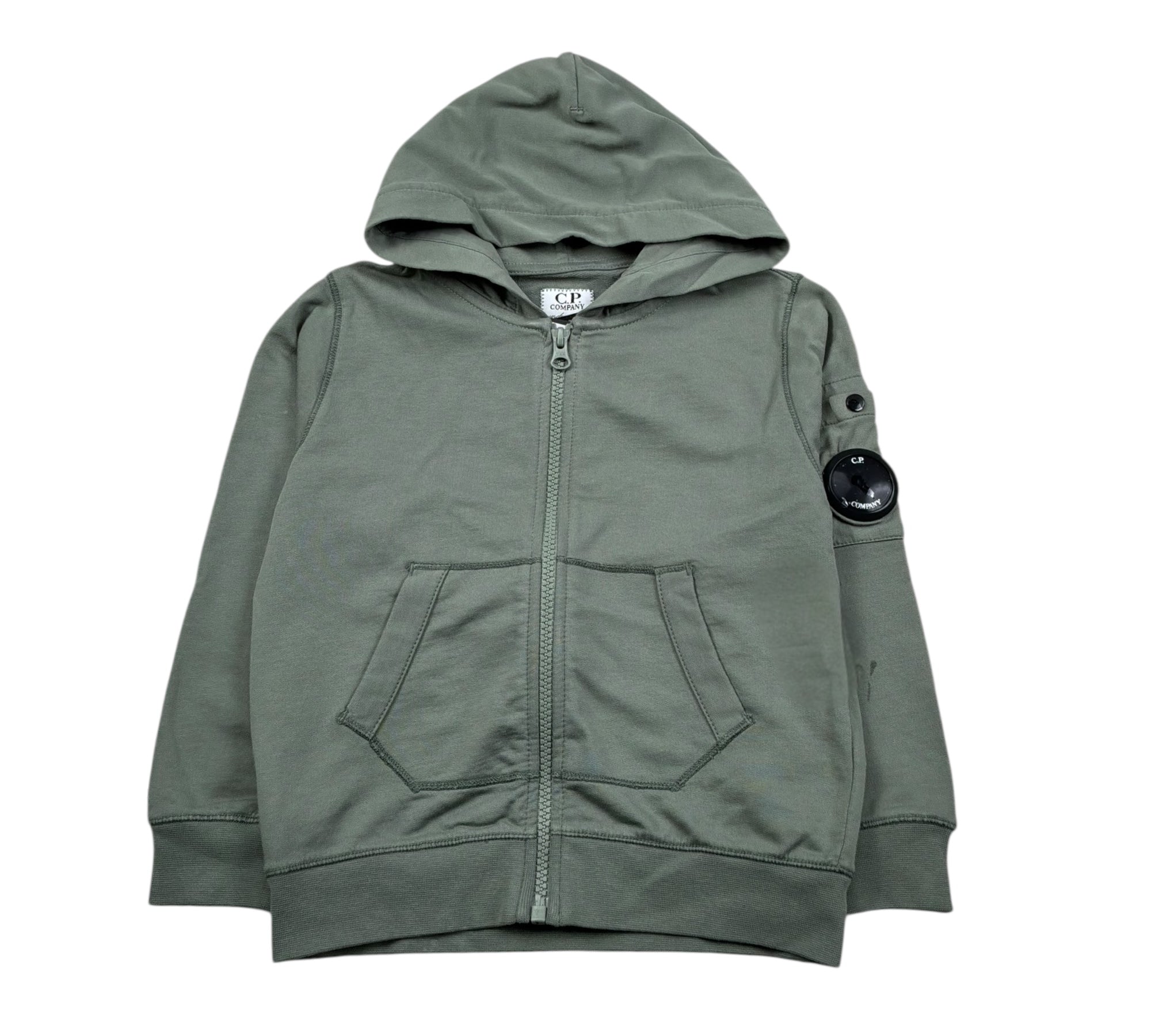 C.P. Company Felpa con Zip E Cappuccio Tinta Unita per Bambino CMF00Q VERDE C.P. COMPANY 