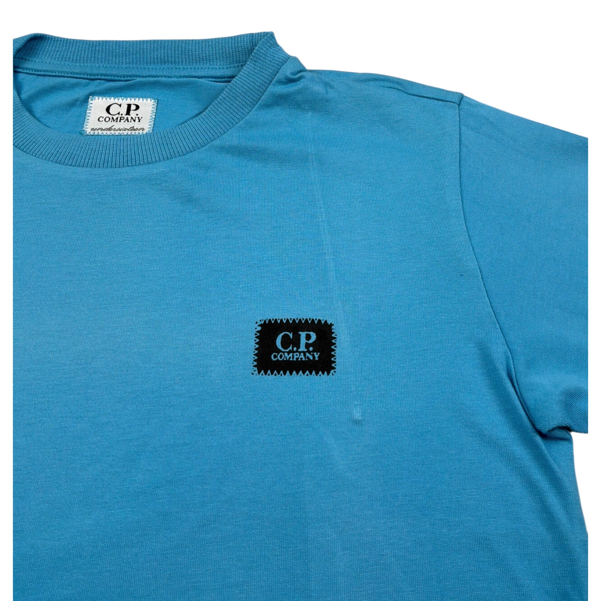 C.P. Company T-Shirt Girocollo tinta unita con Stampa Azzurro per Bambino CNM008 AZZURRO C.P. COMPANY 