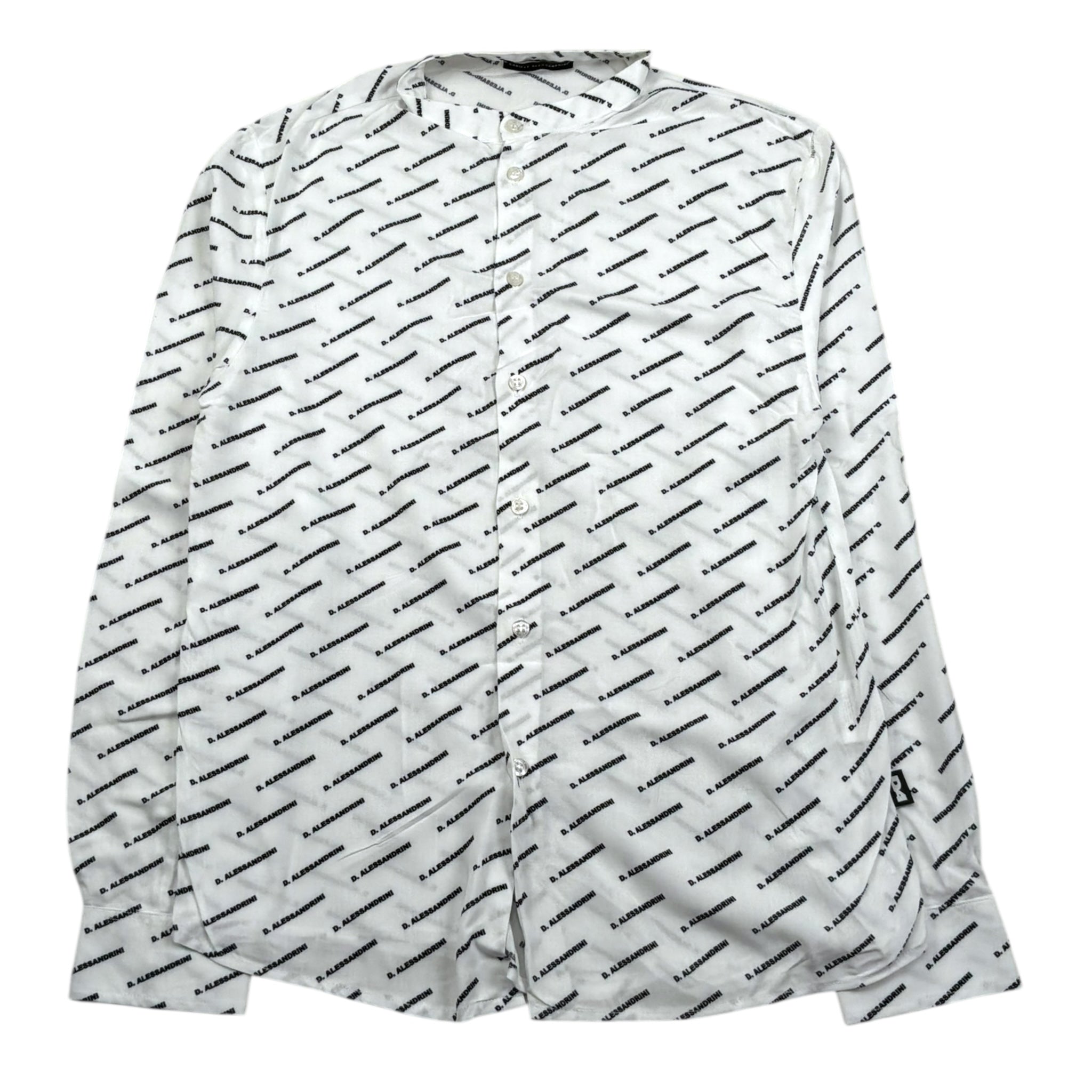 Daniele Alessandrini Camicia Manica Lunga Collo Coreano Tinta Unita con Stampe Logo per Bambino 1235C00155 BIANCO DANIELE ALESSANDRINI 
