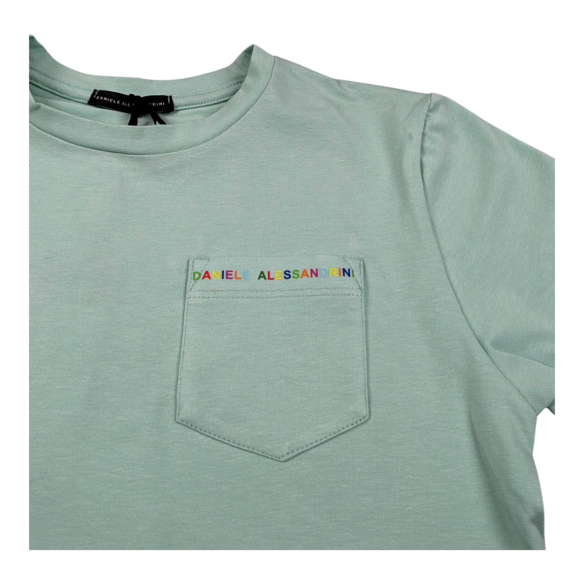 Daniele Alessandrini T-Shirt Girocollo Tinta Unita con Taschino per Bambino 1236M00007 VERDE DANIELE ALESSANDRINI 
