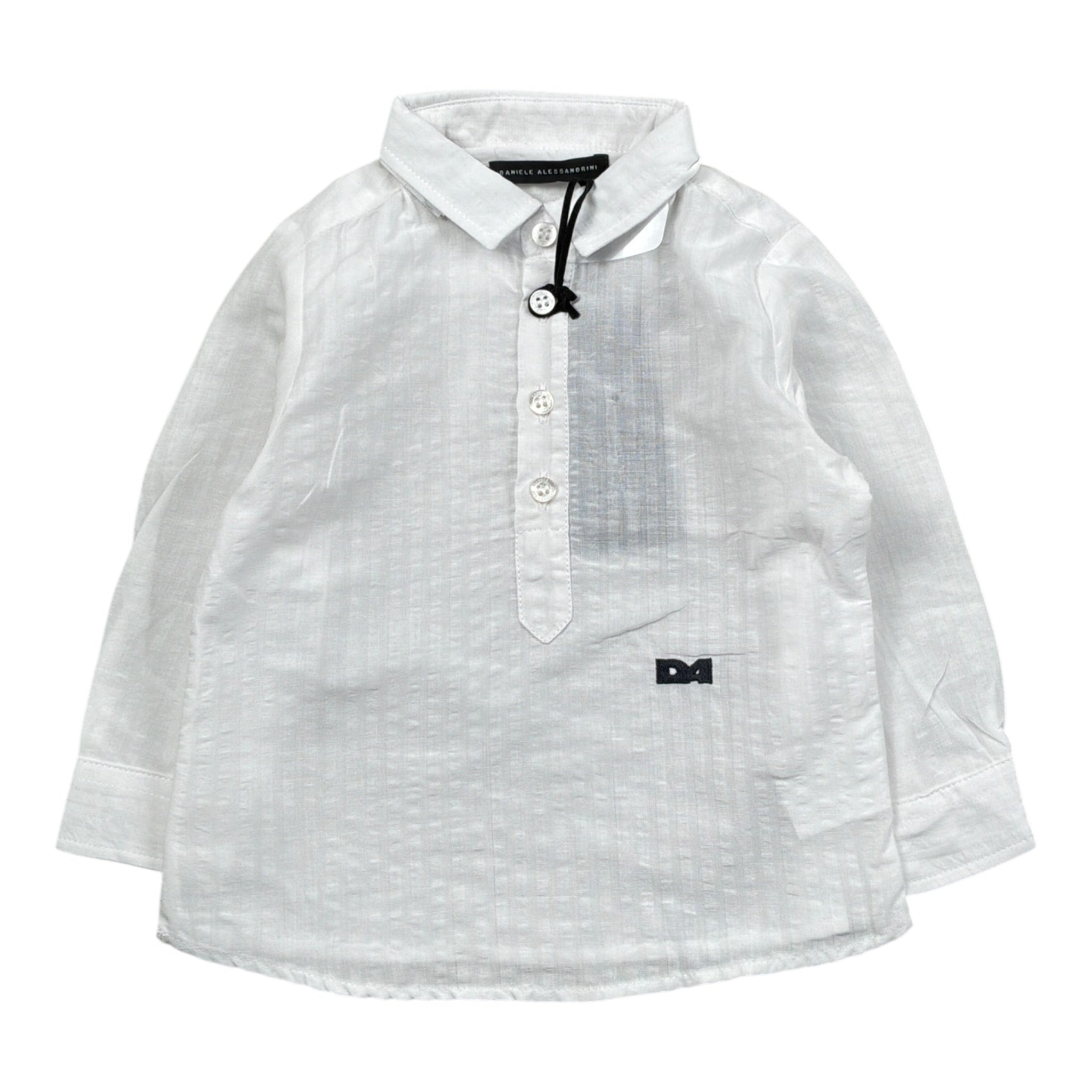 Daniele Alessandrini Camicia tinta unita con Logo Bianco per Neonato 1295C0890 BIANCO DANIELE ALESSANDRINI 