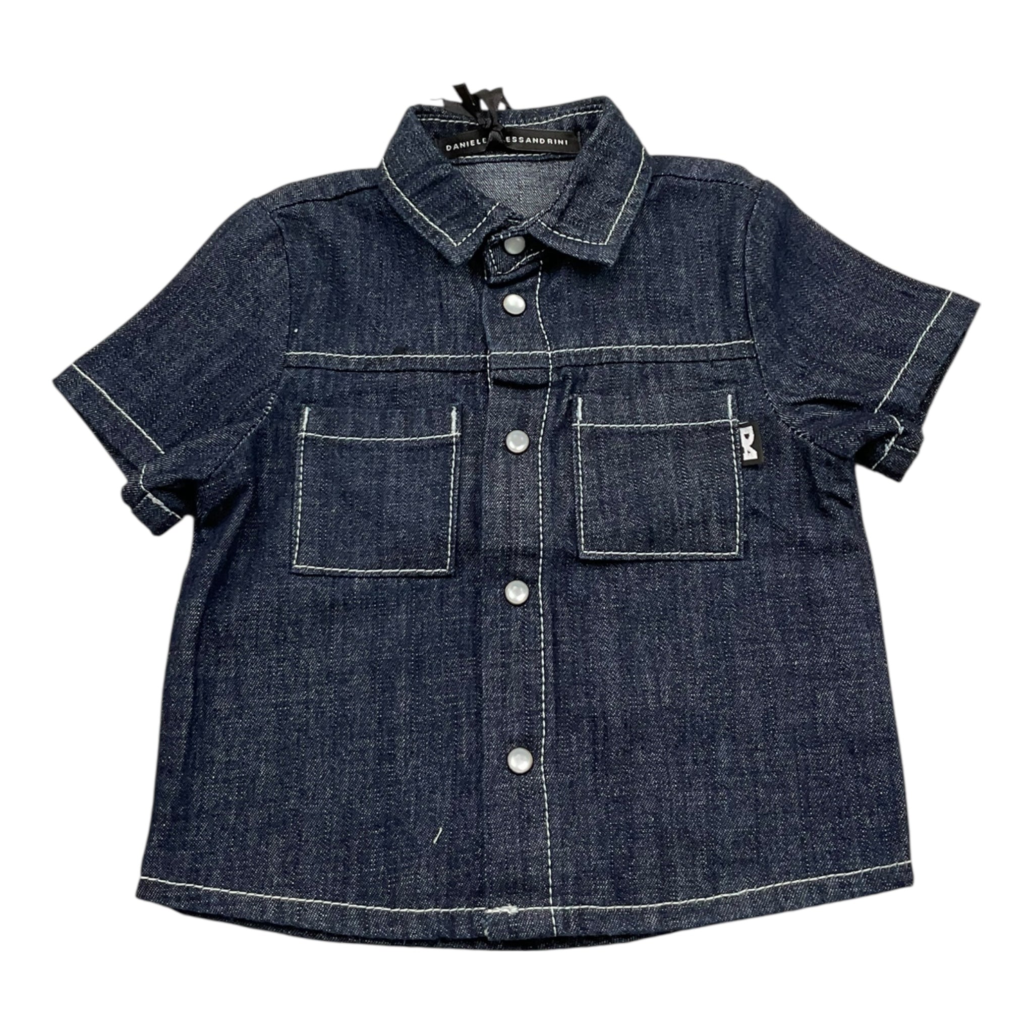 Daniele Alessandrini Camicia Mezza Manica In Denim per Neonato 1296CD00200 BLU DANIELE ALESSANDRINI 