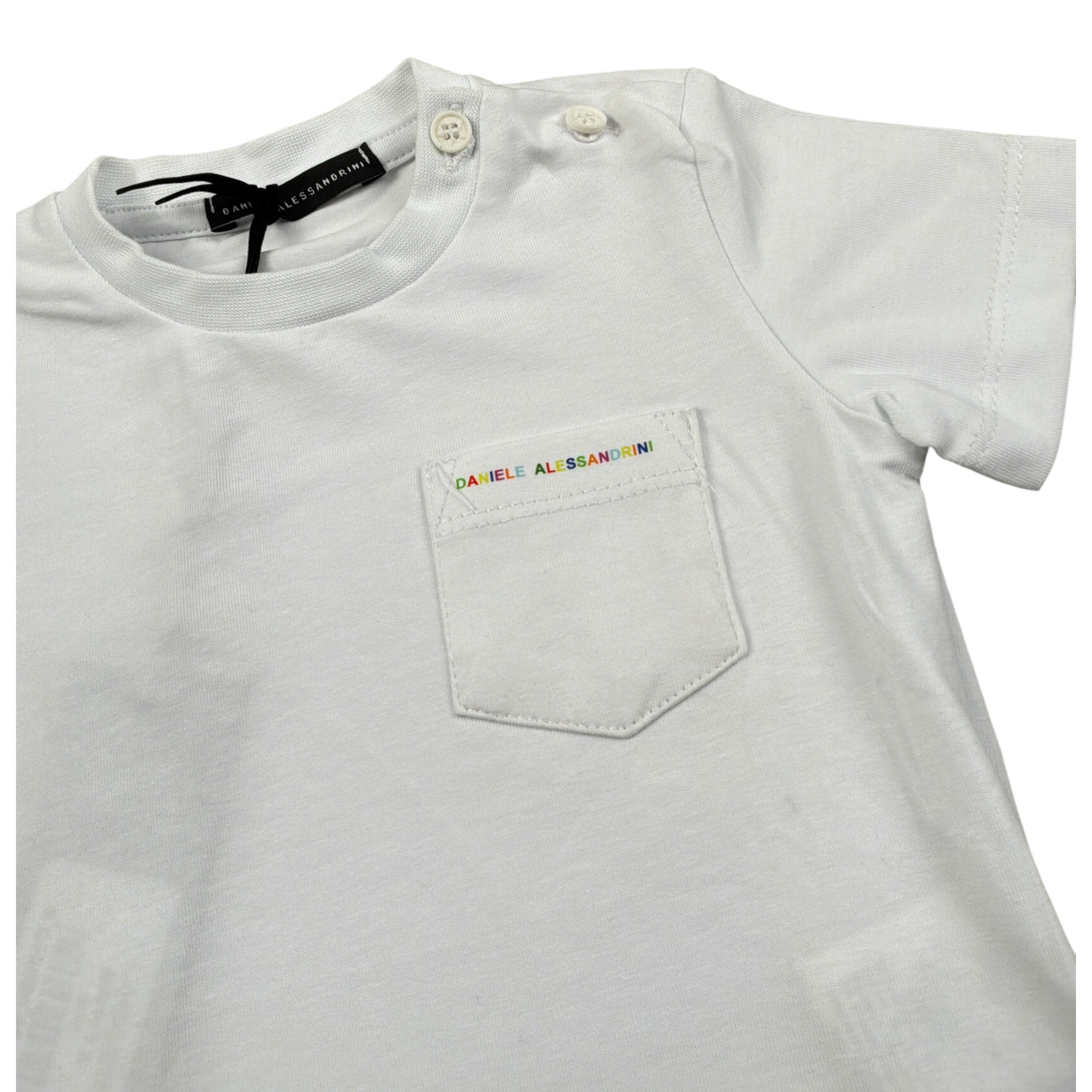 Daniele Alessandrini T-Shirt Girocollo tinta unita con Stampa Bianco per Neonato 1296M00014 BIANCO DANIELE ALESSANDRINI 