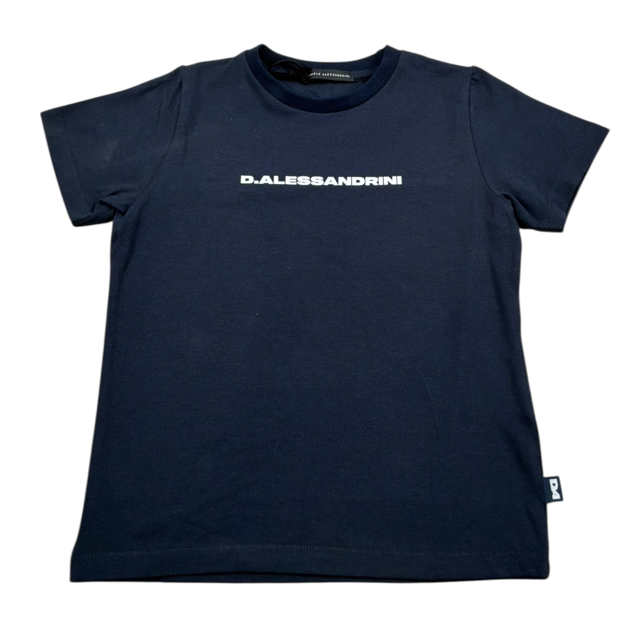Daniele Alessandrini T-Shirt Girocollo Tinta Unita con Logo per Bambino 1296M00036J BLU DANIELE ALESSANDRINI 