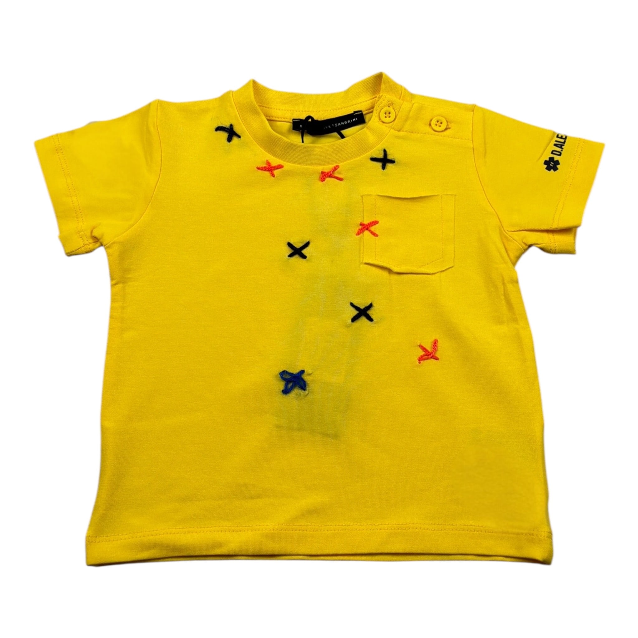 Daniele Alessandrini T-Shirt Girocollo tinta unita con Stampa Giallo per Neonato 1296M0811 GIALLO DANIELE ALESSANDRINI 