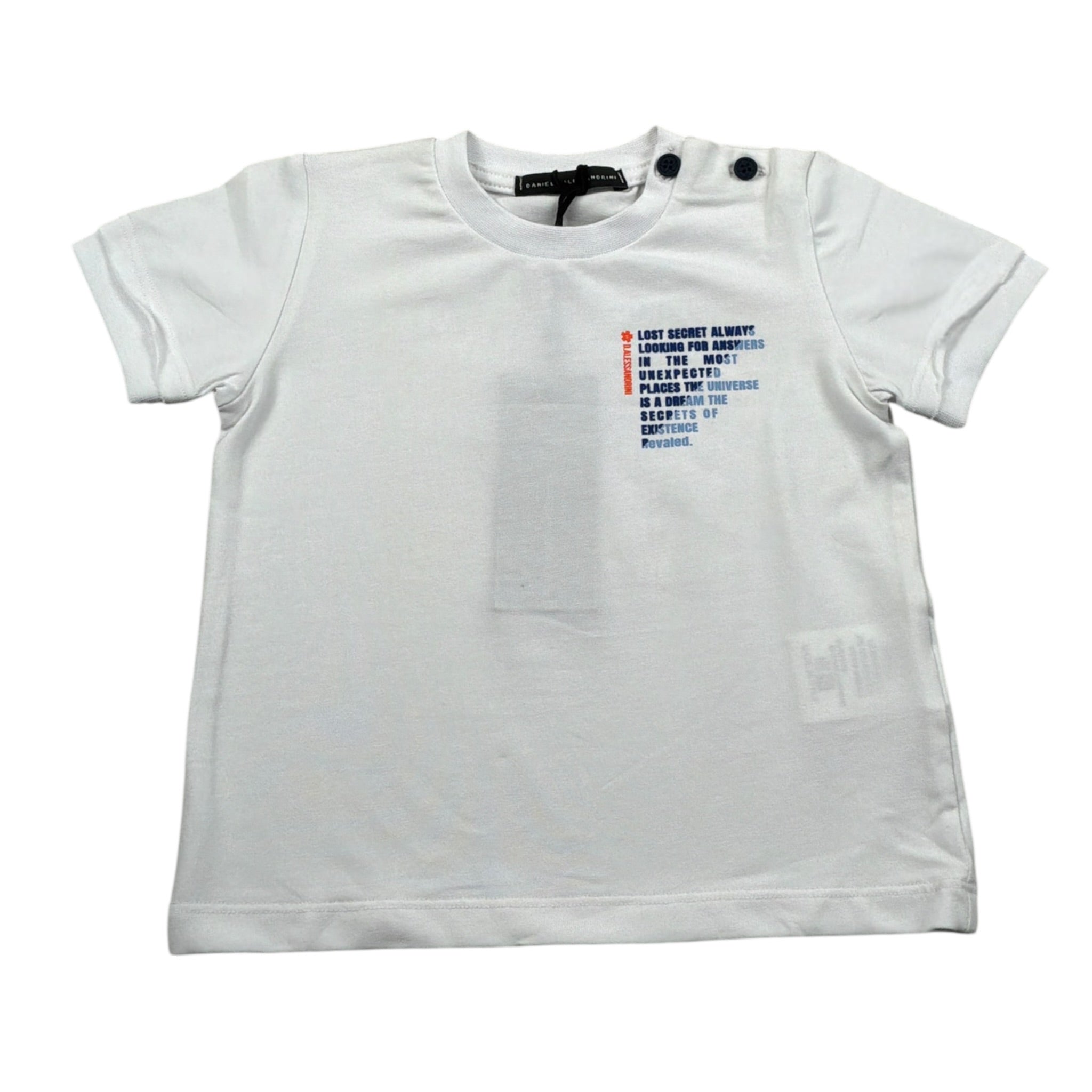 Daniele Alessandrini T-Shirt Girocollo tinta unita con Stampa Bianco per Neonato 1296M0816 BIANCO DANIELE ALESSANDRINI 