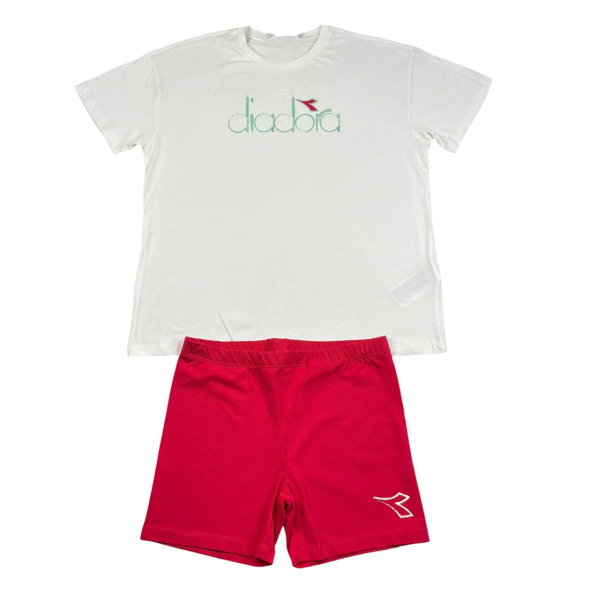 Diadora Completo 2 Pezzi T-Shirt-Leggins Cicilista Bicolore per Bambina 102181716 BIANCO/FUXIA DIADORA 