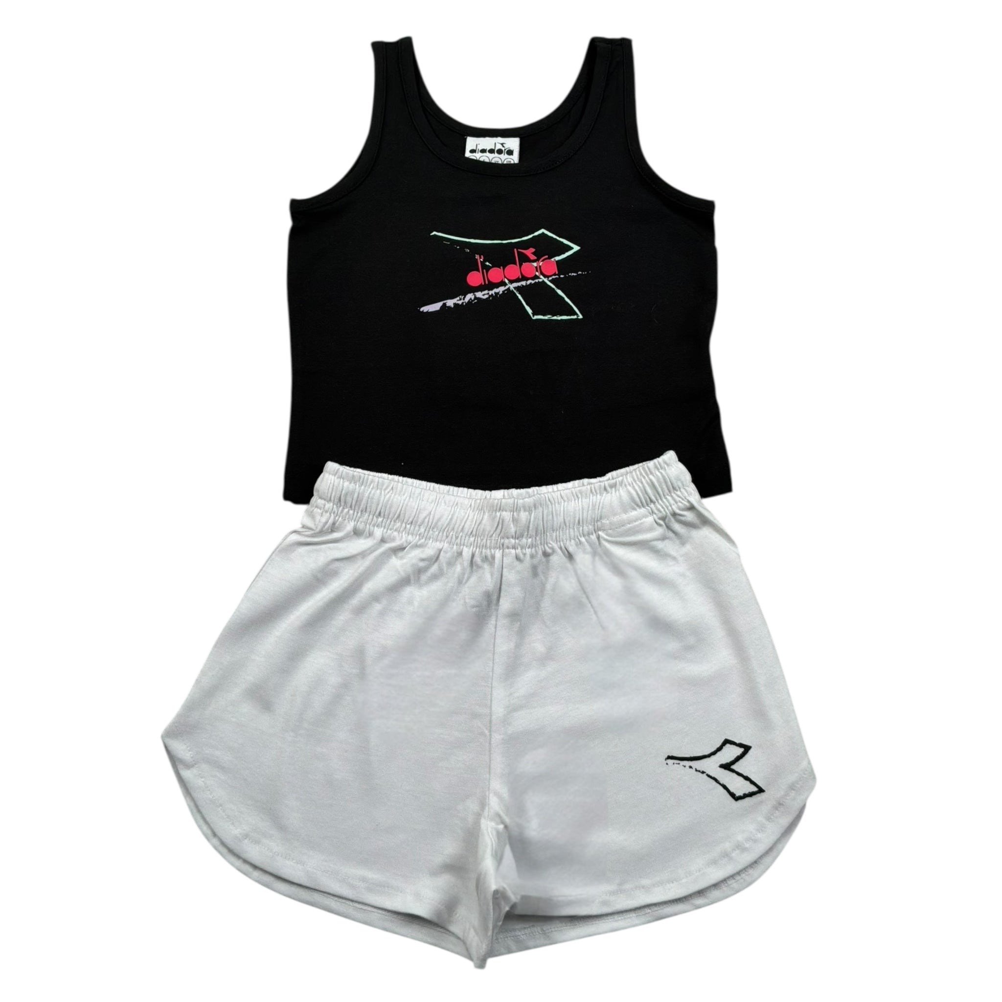 Diadora Completo 2 Pezzi Canotta-Short Bicolore per Bambina 102181717 BIANCO/NERO DIADORA 