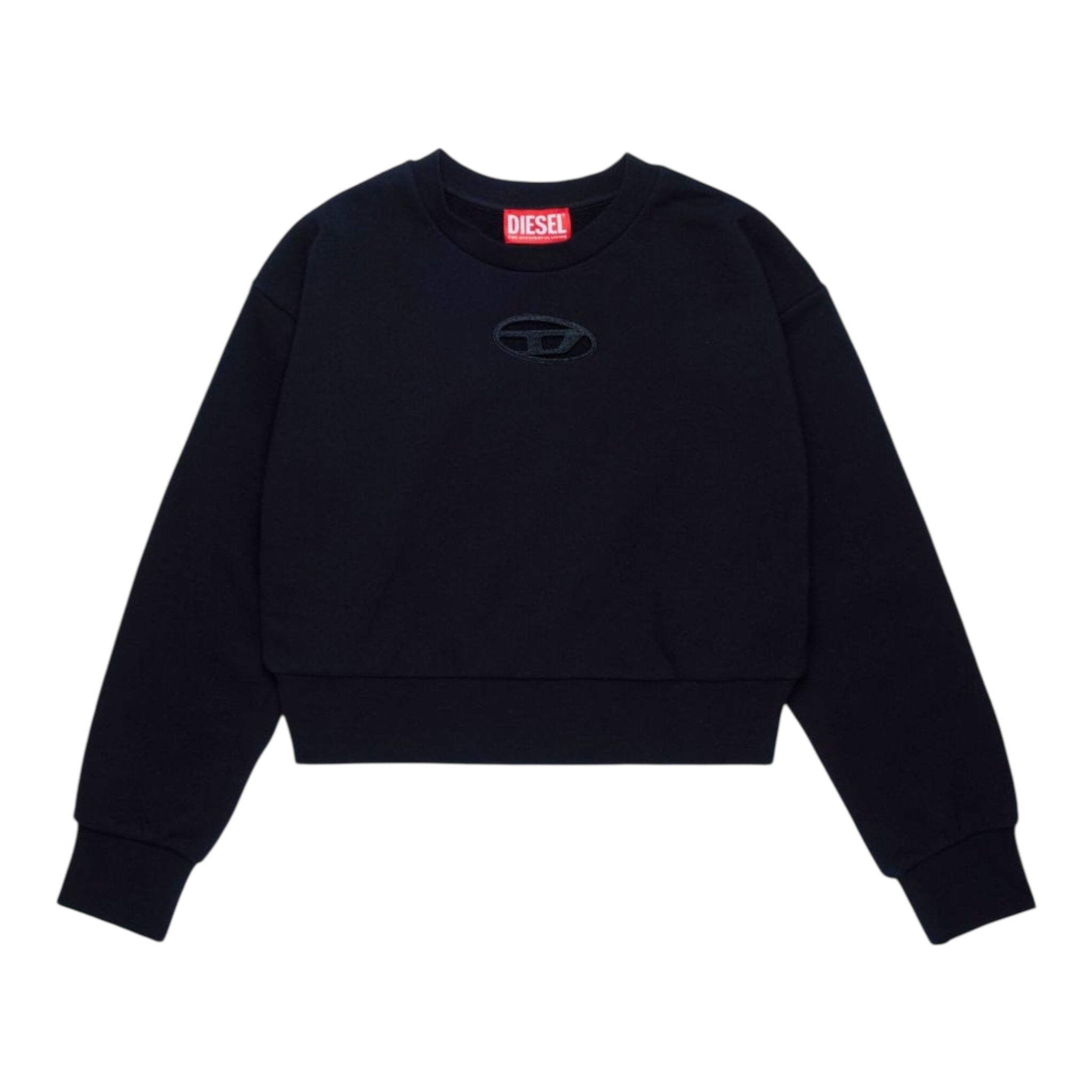 Diesel Felpa Chiusa Girocollo Tinta Unita con Logo per Bambina J01826 NERO DIESEL 