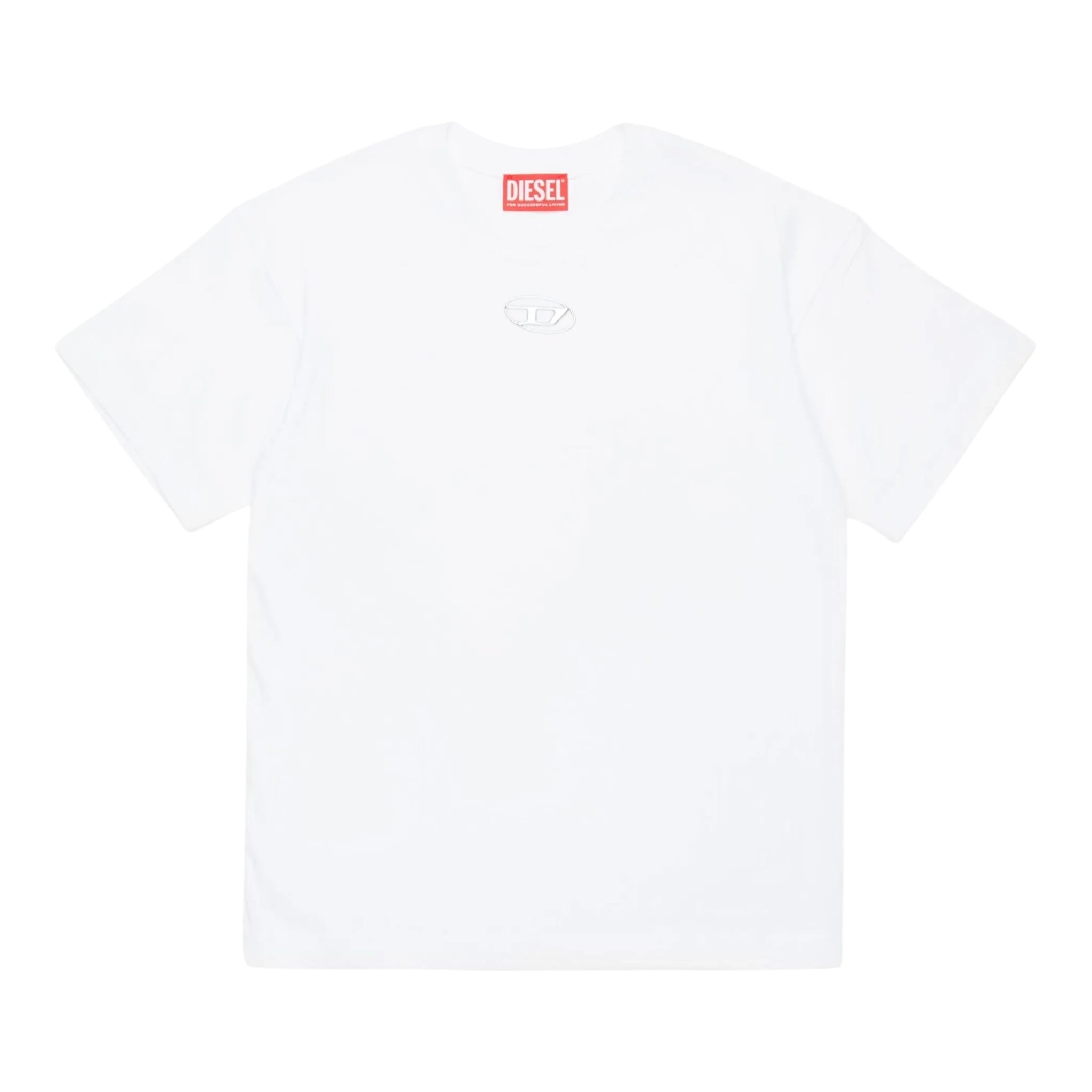 Diesel T-Shirt Girocollo Tinta Unita con Logo per Bambina J02022 BIANCO DIESEL 