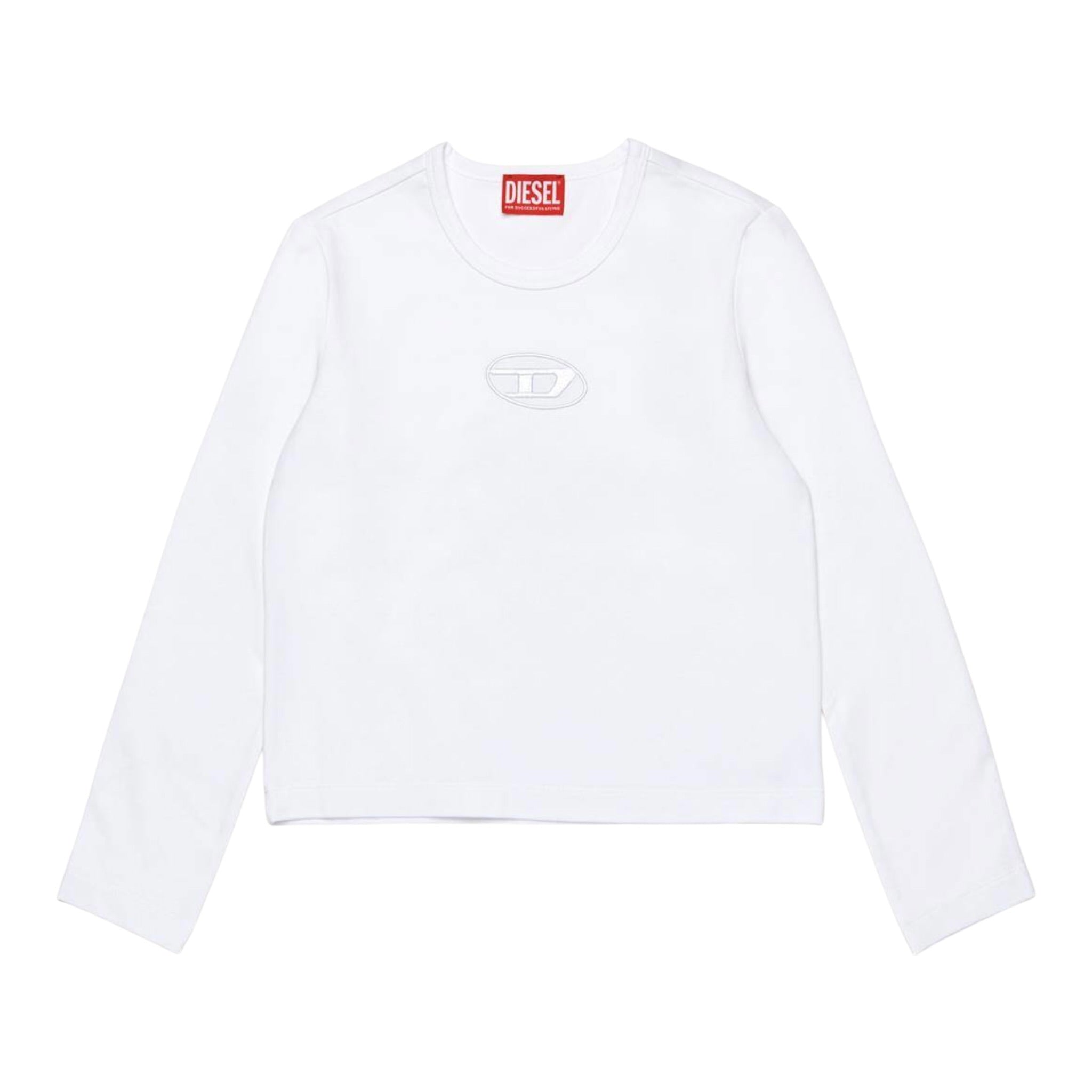 Diesel Shirt Girocollo Tinta Unita con Logo per Bambina J02038 BIANCO DIESEL 