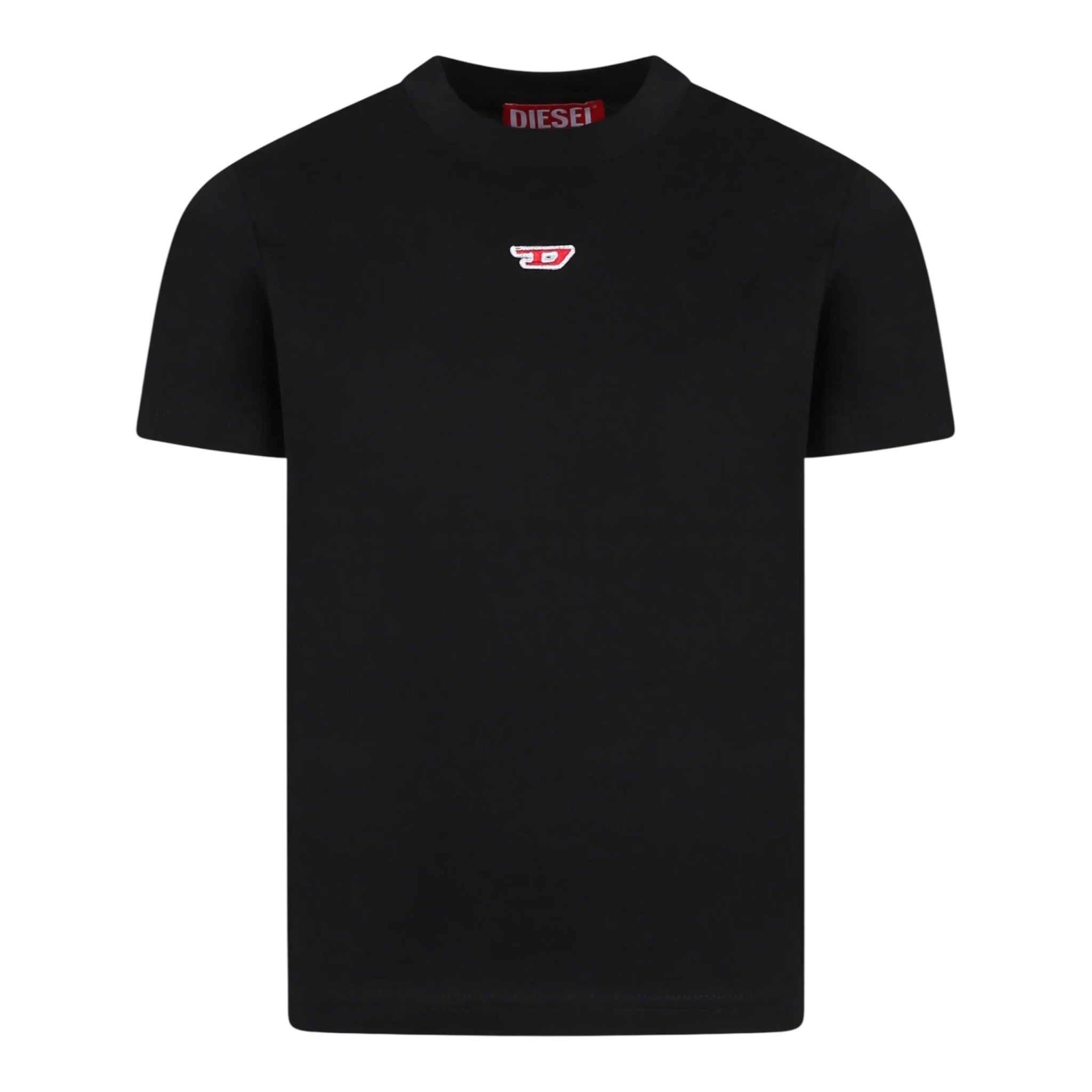 Diesel T-Shirt Girocollo Tinta Unita con Stampa per Bambino J02237XX NERO DIESEL 