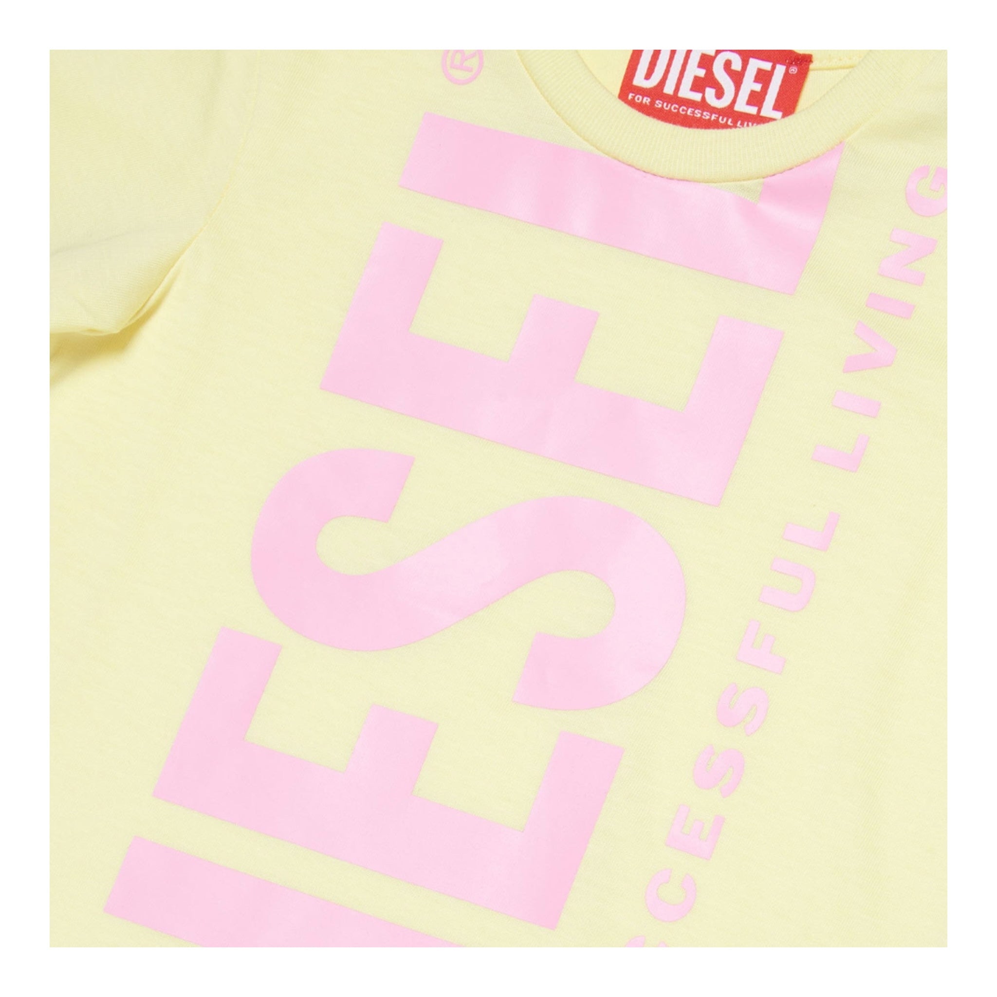 Diesel T-Shirt Girocollo Tinta Unita con Giallo per Neonata K00347 GIALLO DIESEL 