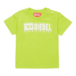 Diesel T-Shirt Girocollo Tinta Unita con Stampa per Neonato K00569 VERDE DIESEL 