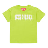 Diesel T-Shirt Girocollo Tinta Unita con Stampa per Neonato K00569 VERDE DIESEL 