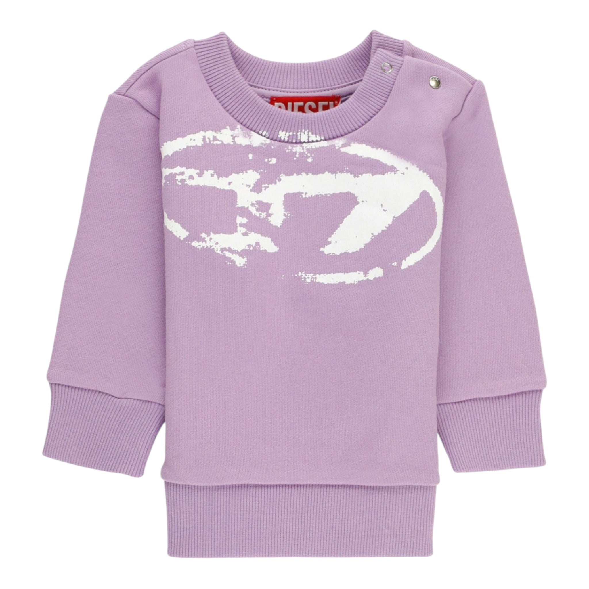 Diesel Felpa Chiusa Girocollo Tinta Unita con Stampa per Neonata K00631 LILLA DIESEL 