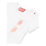 Diesel T-Shirt Girocollo Tinta Unita con Ricami per Bambina K00636 BIANCO DIESEL 