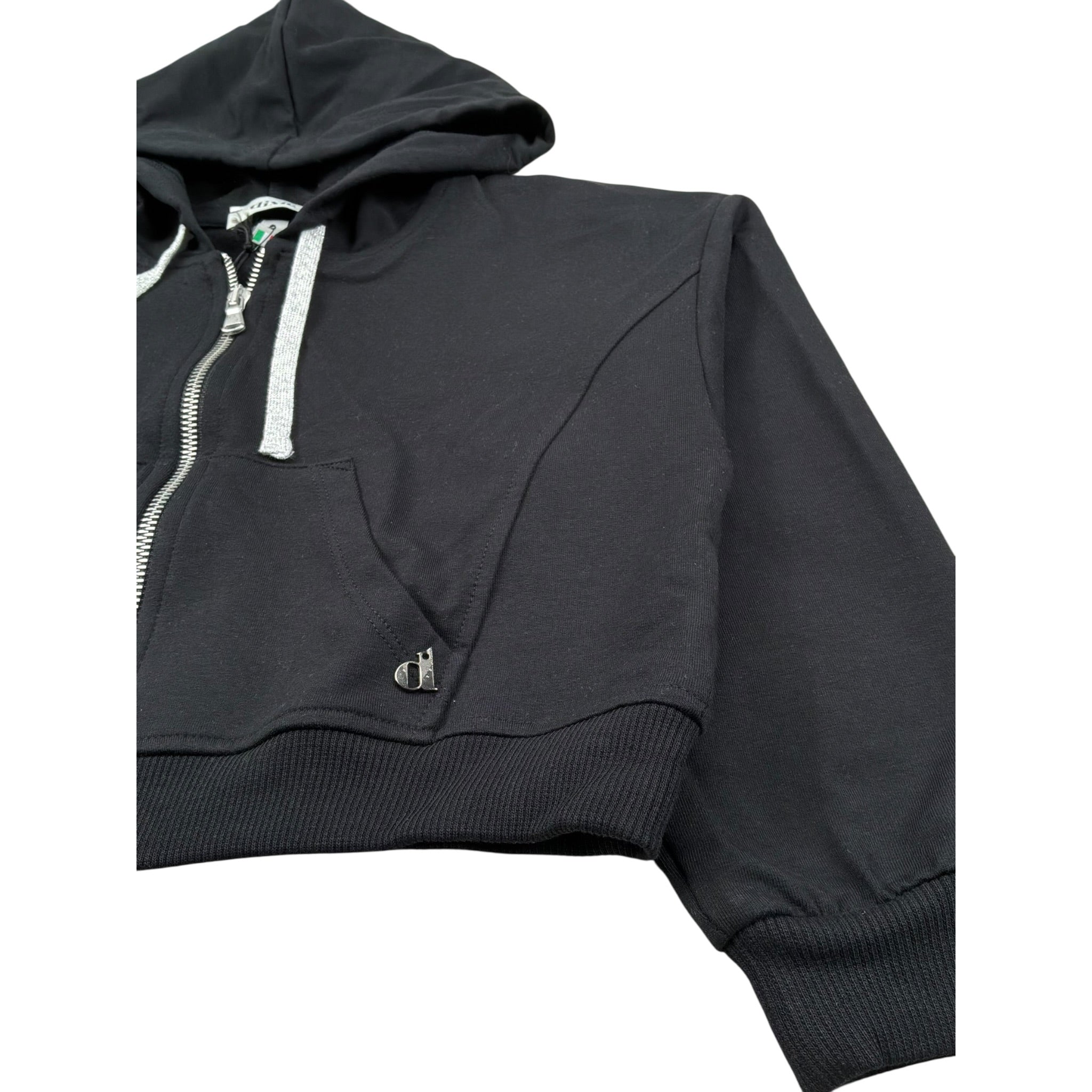 Dixie Felpa con Zip E Cappuccio Tinta Unita per Bambina LK04042G74 NERO DIXIE 