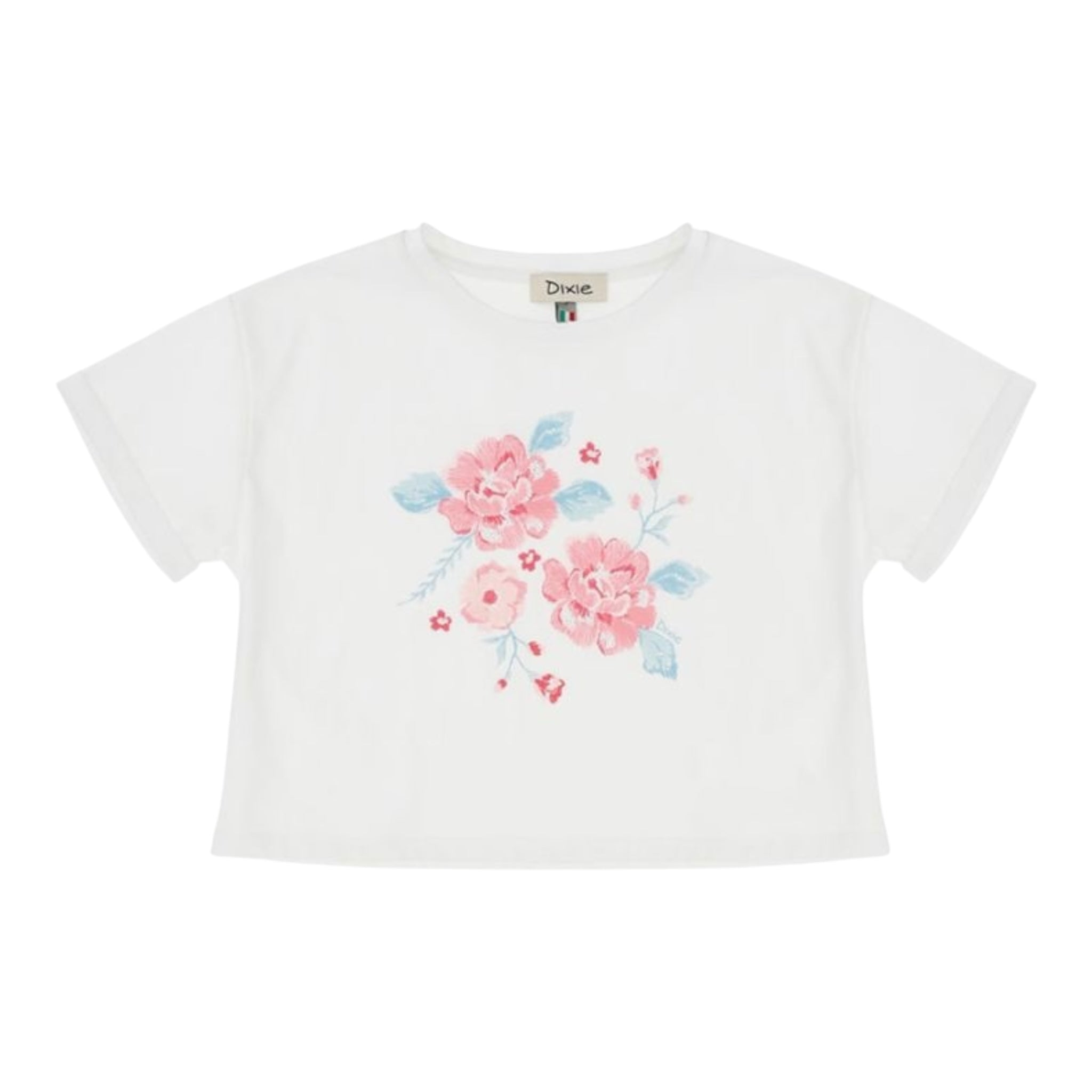 Dixie T-Shirt Tinta Unita Girocollo con Stampa per Bambina MBD1030G50 BIANCO DIXIE 