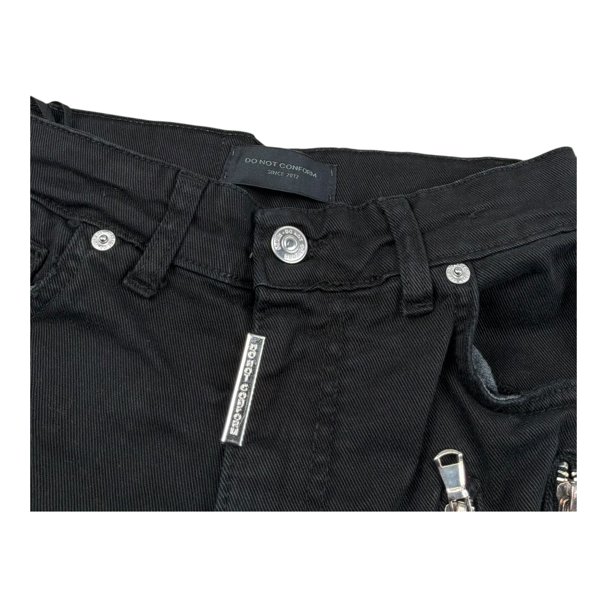 Do Not Conform Bermuda In Denim Tinta Unita con Girovita Regolabile per Bambino TAN007 NERO DO NOT CONFORM 