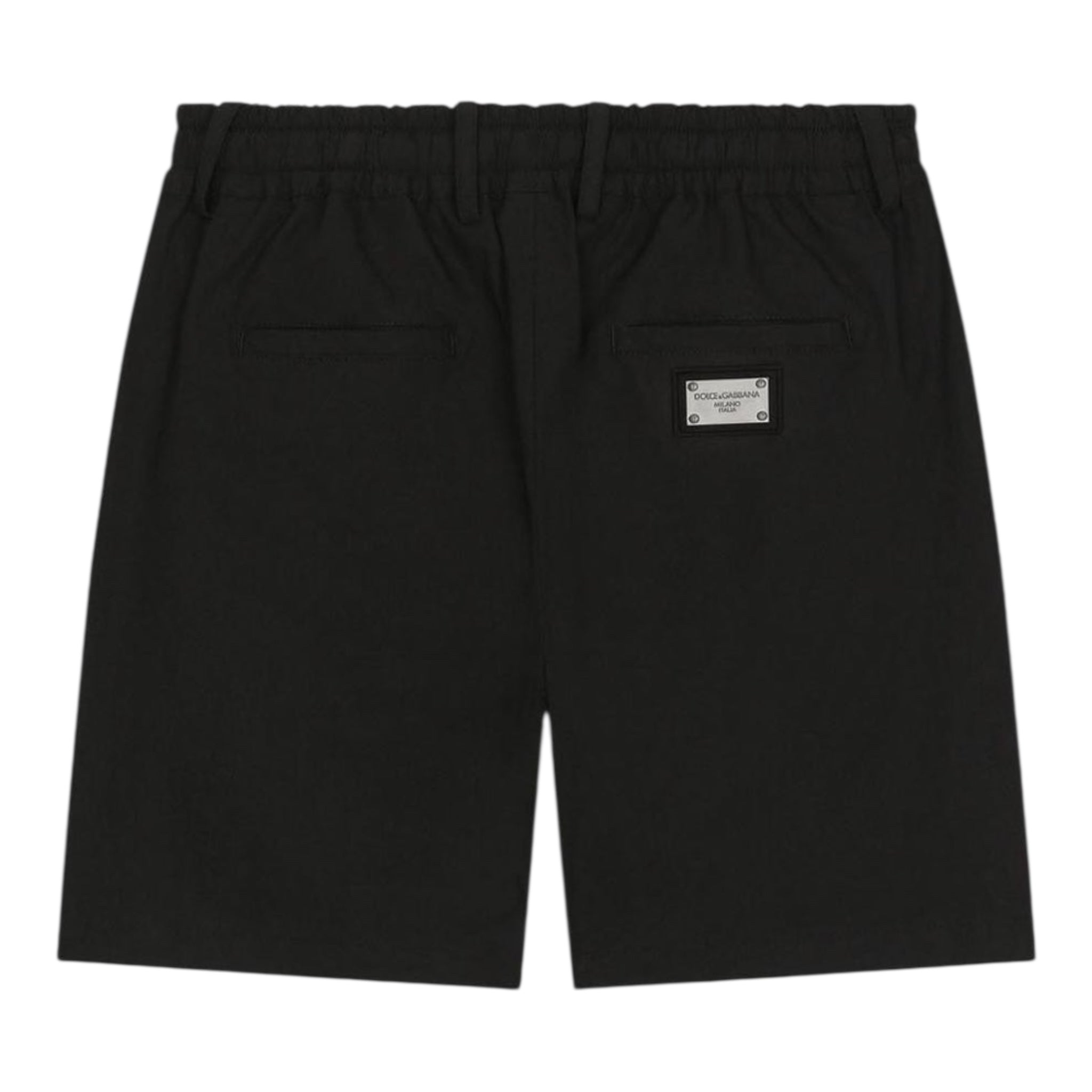 Dolce & Gabbana Bermuda Tinta Unita con Logo per Bambino L43P32 NERO DOLCE & GABBANA 