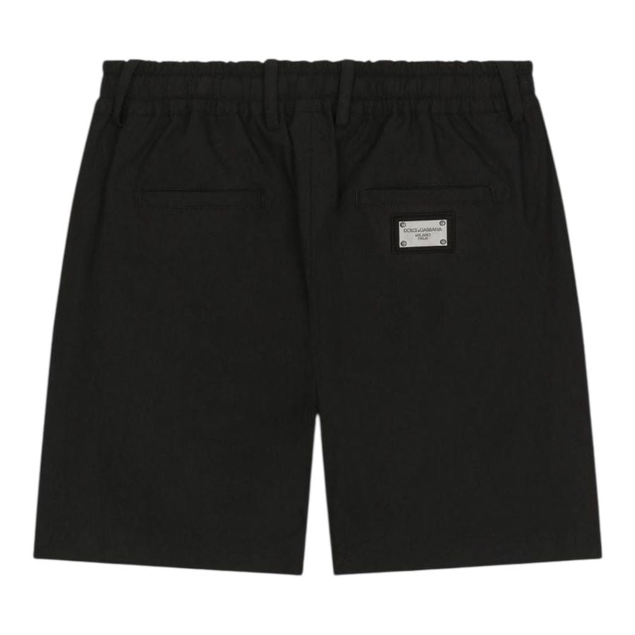 Dolce & Gabbana Bermuda Tinta Unita con Logo per Bambino L43P32 NERO DOLCE & GABBANA 