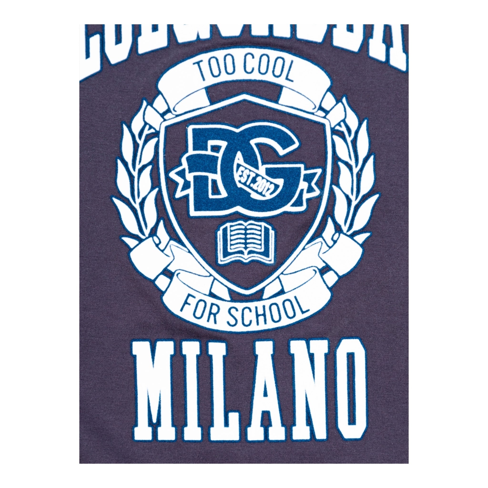Dolce & Gabbana T-Shirt Girocollo Tinta Unita con Logo per Bambino L4JTHU BLU DOLCE & GABBANA 