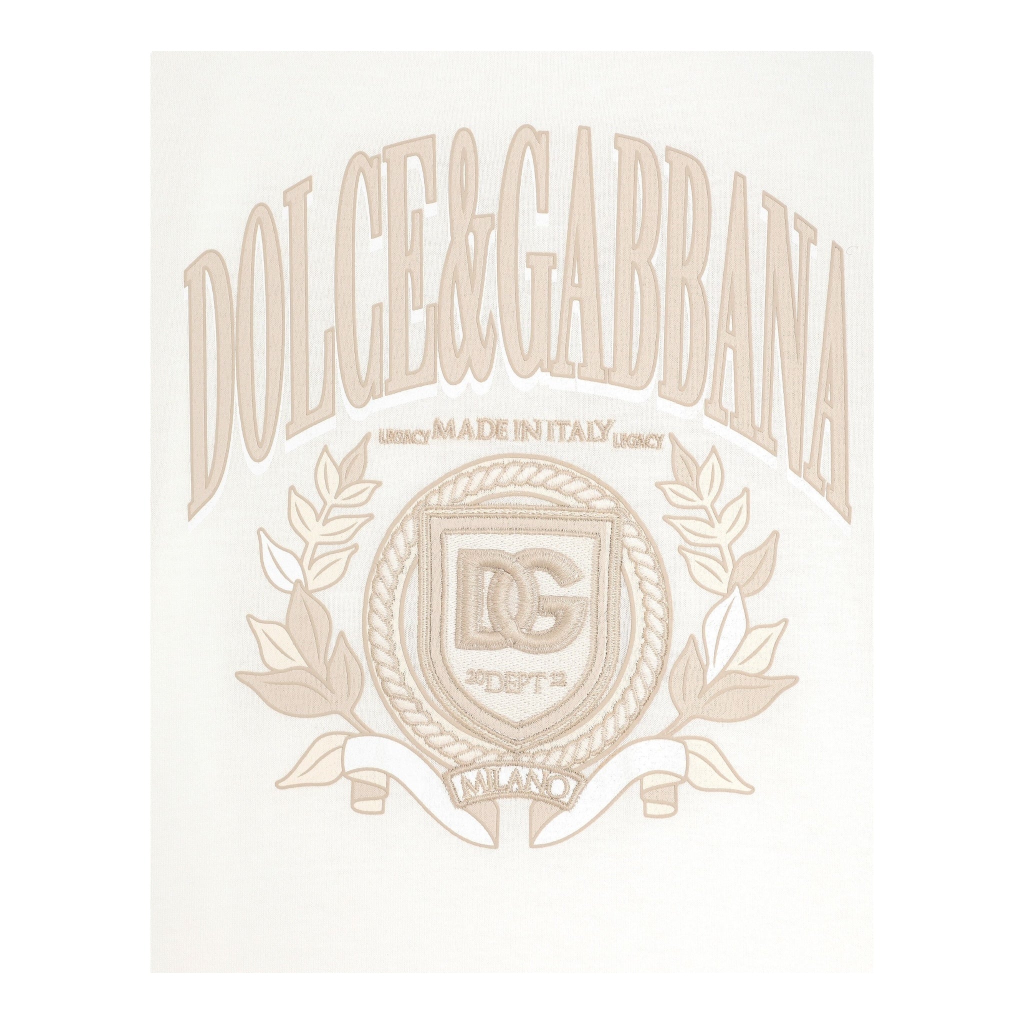 Dolce & Gabbana T-Shirt Girocollo Tinta Unita con Stampa per Bambino L4JTHV BIANCO DOLCE & GABBANA 