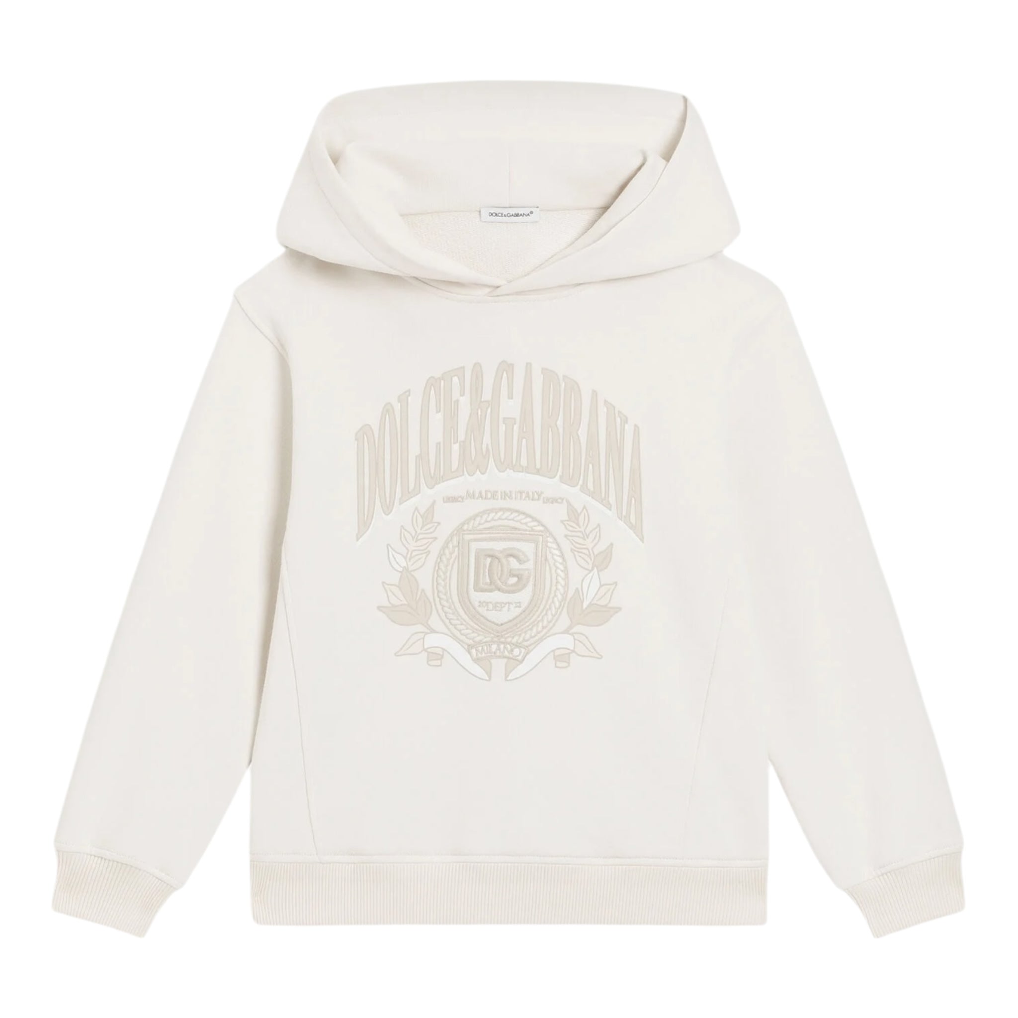 Dolce & Gabbana Felpa Chiusa con Cappuccio Tinta Unita per Bambino L4JWLV BEIGE DOLCE & GABBANA 