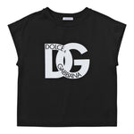 Dolce & Gabbana T-Shirt Girocollo Tinta Unita con Logo per Neonata L5JTIDN NERO DOLCE & GABBANA 