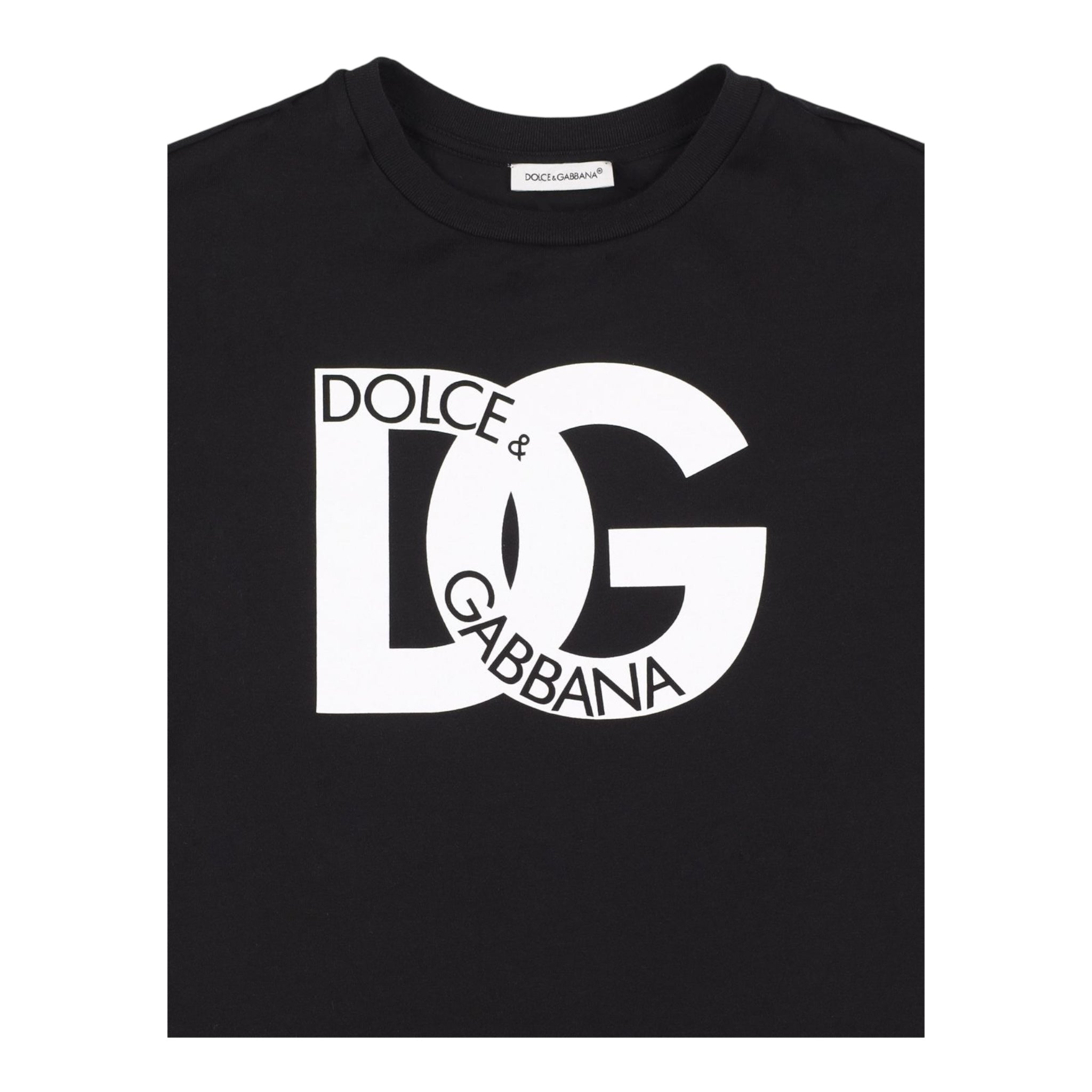 Dolce & Gabbana T-Shirt Girocollo Tinta Unita con Logo per Neonata L5JTIDN NERO DOLCE & GABBANA 