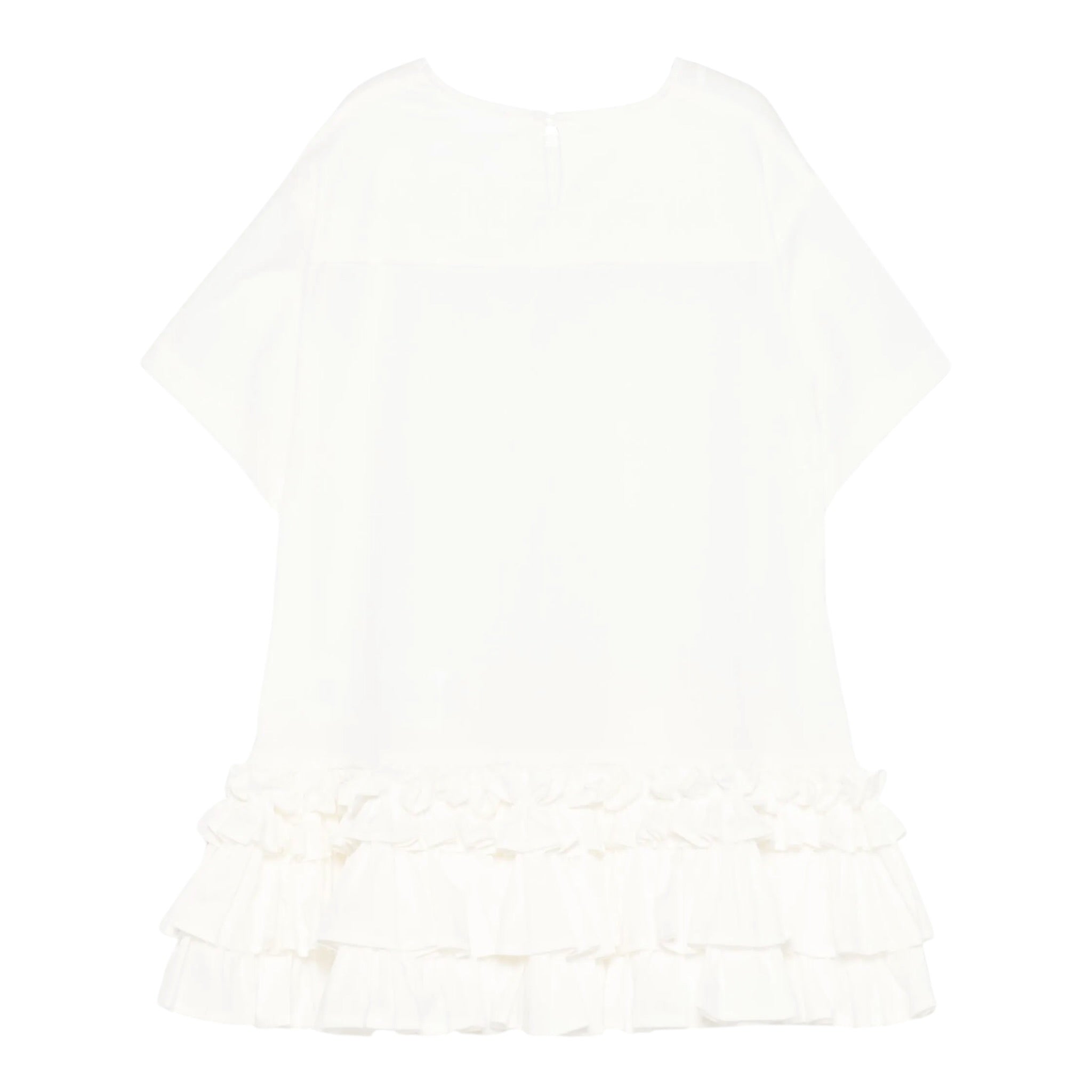 Dou Dou Abito Tinta Unita Mezza Manica con Balze per Neonata DW1A61NX BIANCO DOU DOU 