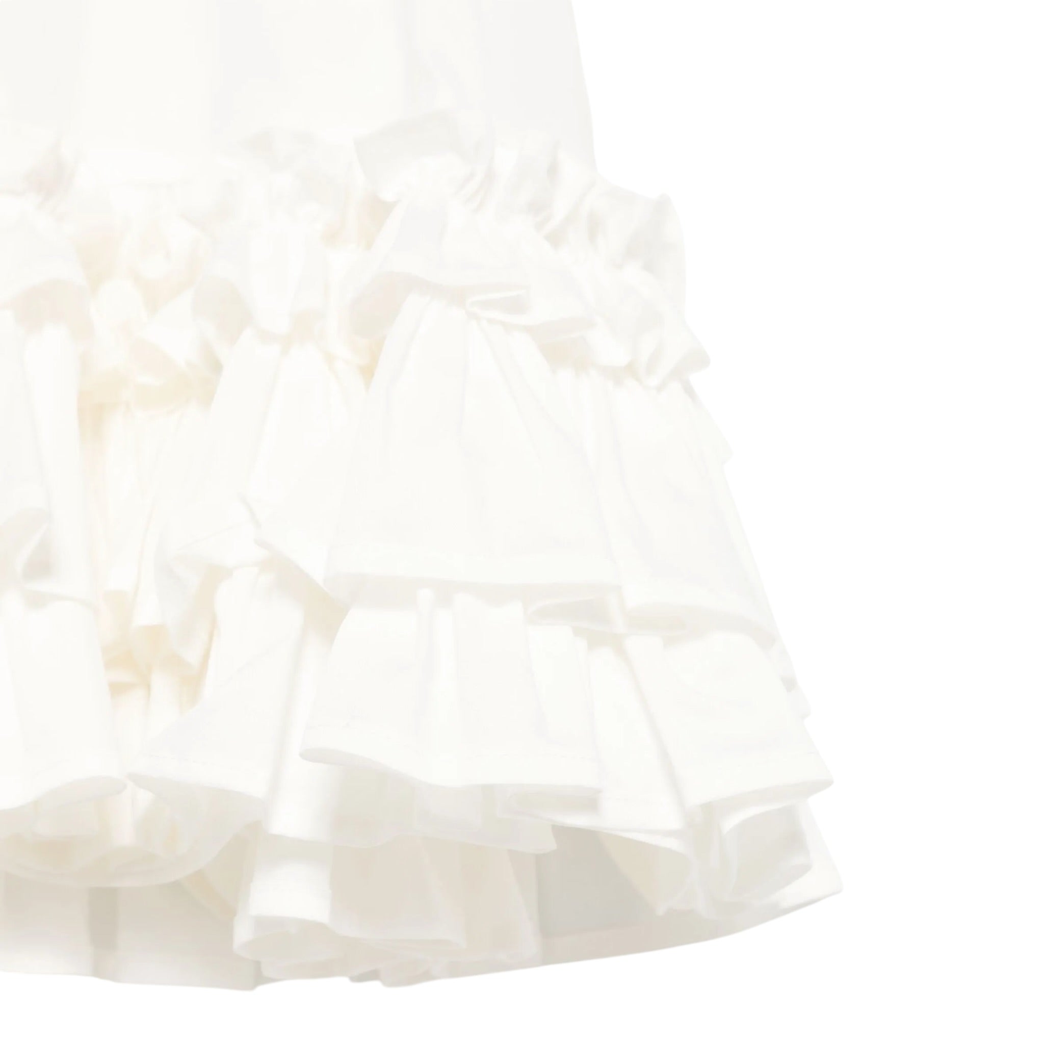 Dou Dou Abito Tinta Unita Mezza Manica con Balze per Neonata DW1A61NX BIANCO DOU DOU 