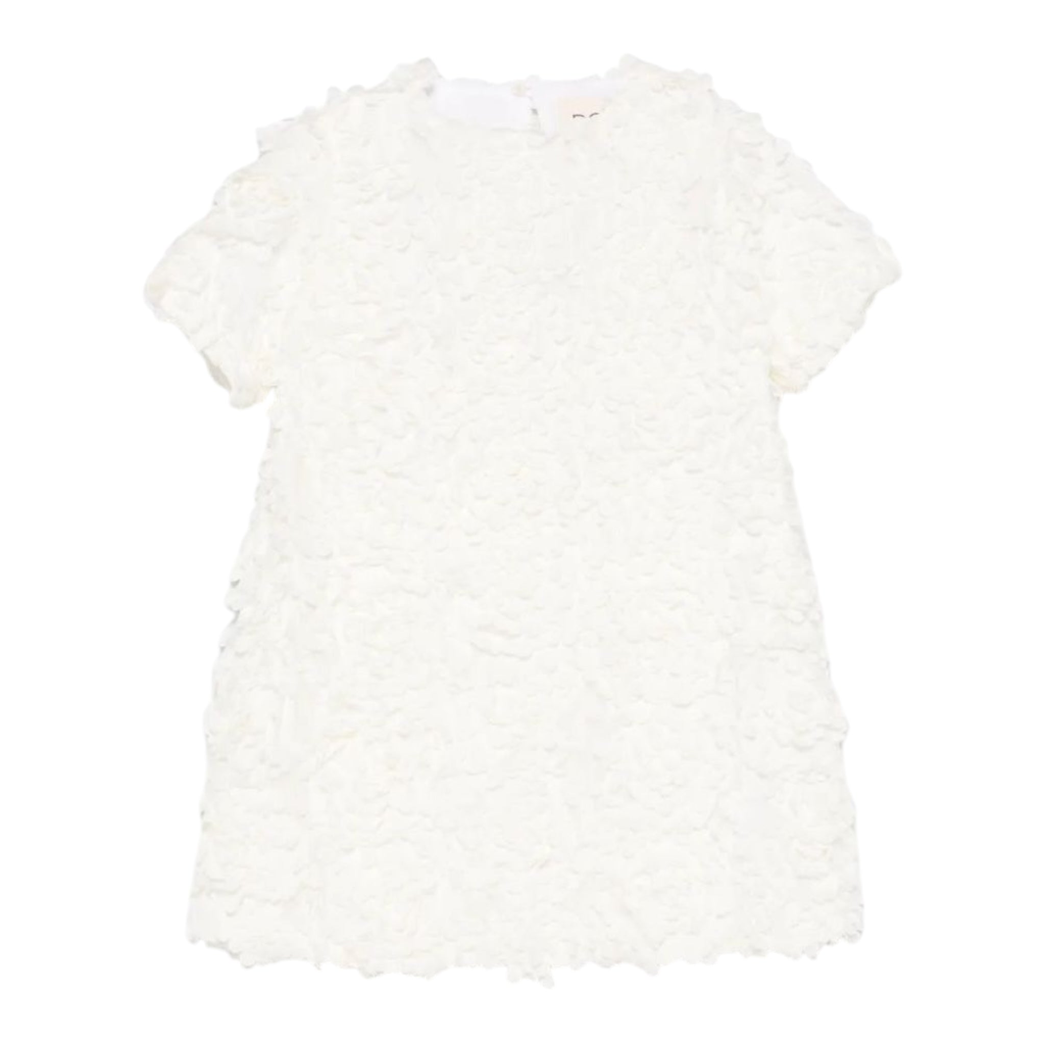 Dou Dou Abito Girocollo Tinta Unita con Applicazioni per Bambina DW1A91X PANNA DOU DOU 