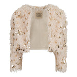Dou Dou giubbino Tinta Unita con Paillettes E Piume per Bambina DW2A44 BEIGE DOU DOU 
