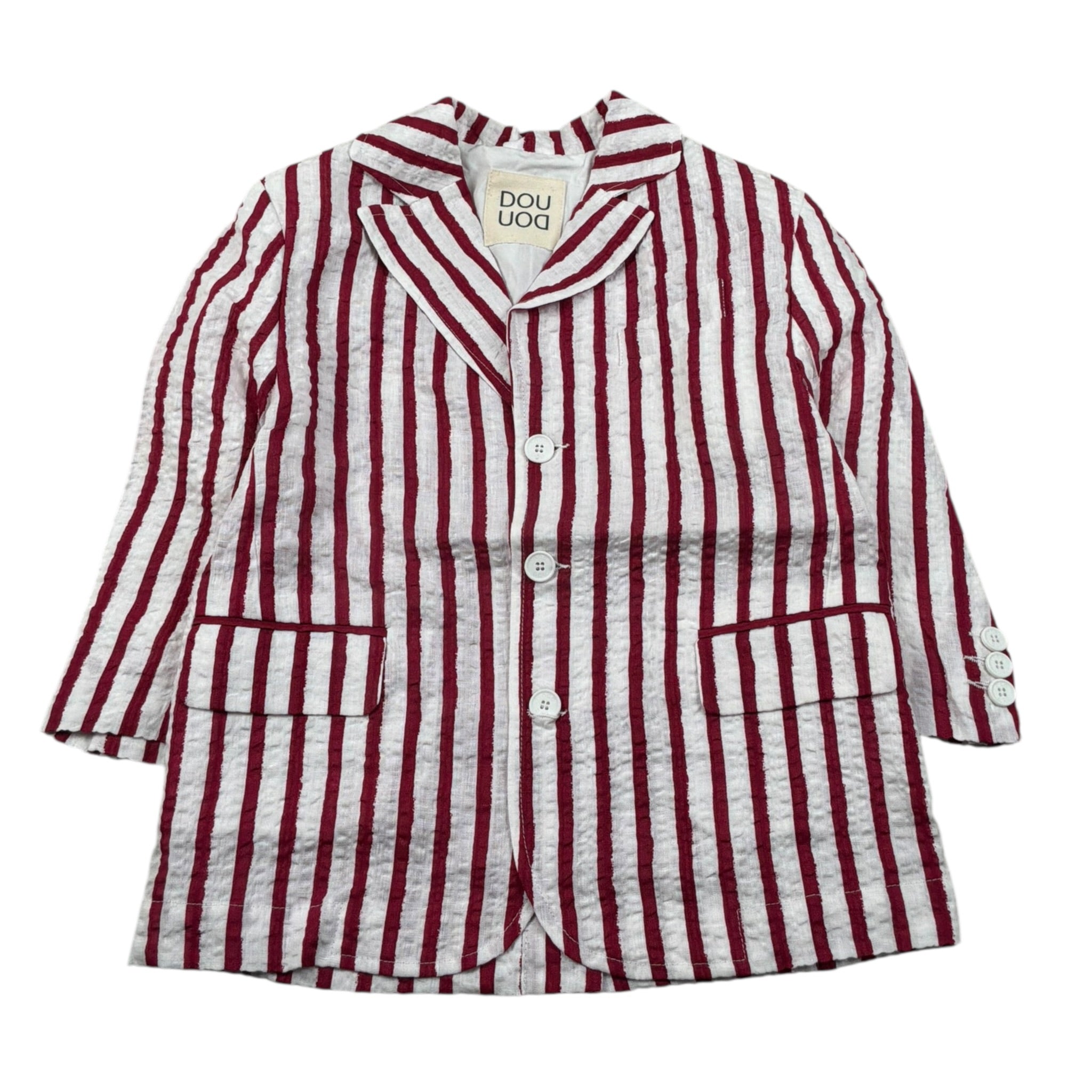 Dou Dou Giacca Tinta Unita con Fantasia A Righe per Bambina DW2P34XX BIANCO/ROSSO DOU DOU 