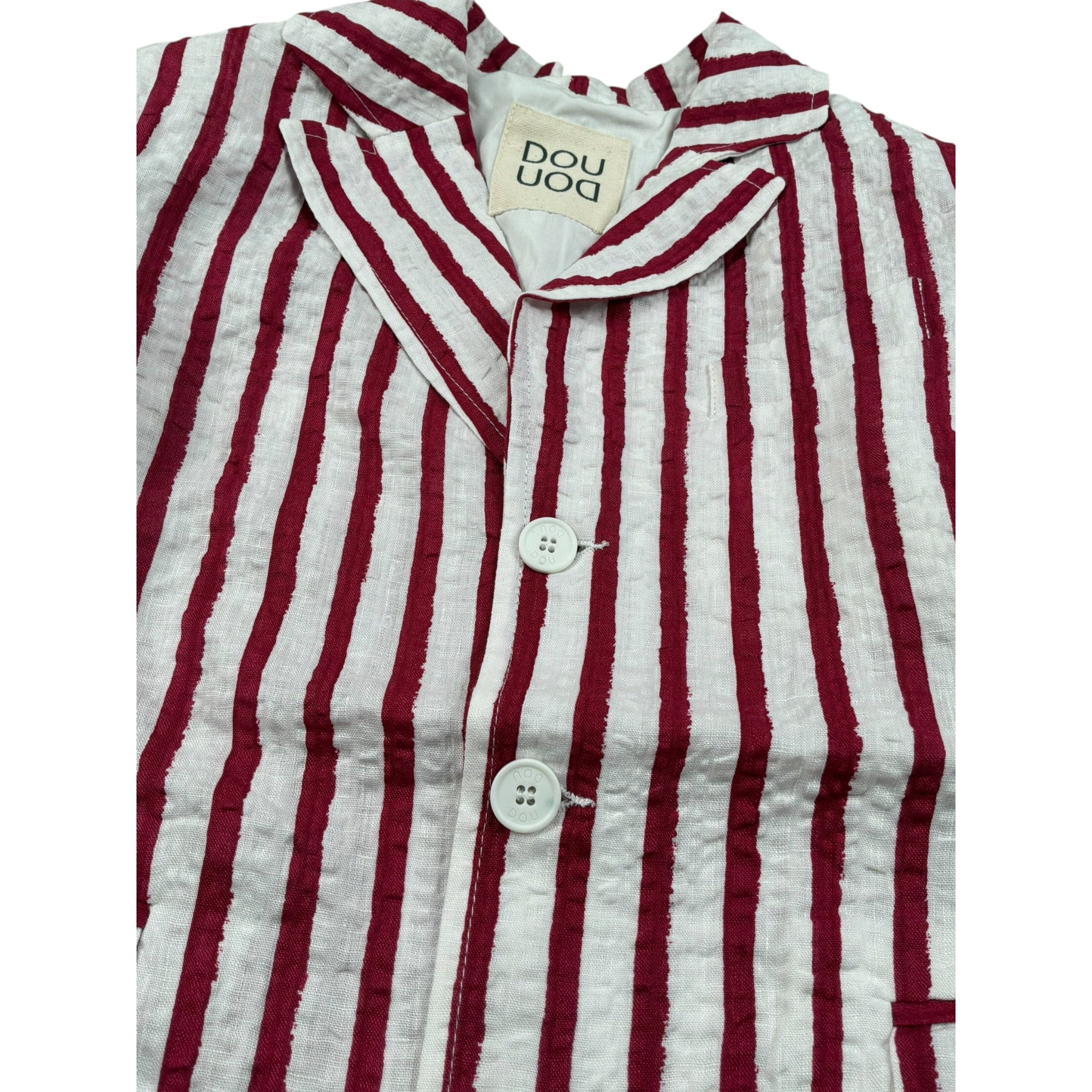Dou Dou Giacca Tinta Unita con Fantasia A Righe per Bambina DW2P34XX BIANCO/ROSSO DOU DOU 