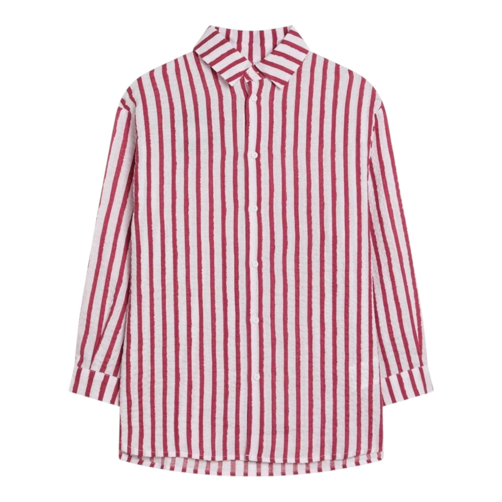Dou Dou Camicia Tinta Unita con Fantasia A Righe per Bambina DW5P30 BORDEAUX DOU DOU 
