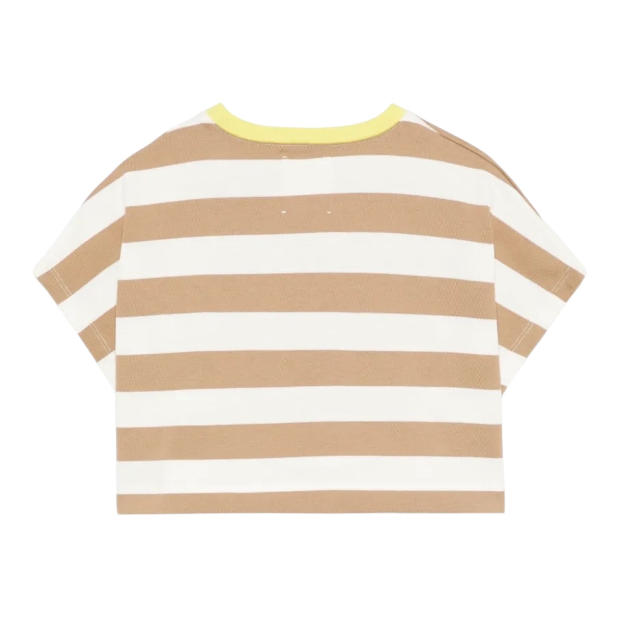 Dou Dou T-Shirt Girocollo Bicolore con Fantasia A Righe per Bambina DW8A21X PANNA/BEIGE DOU DOU 