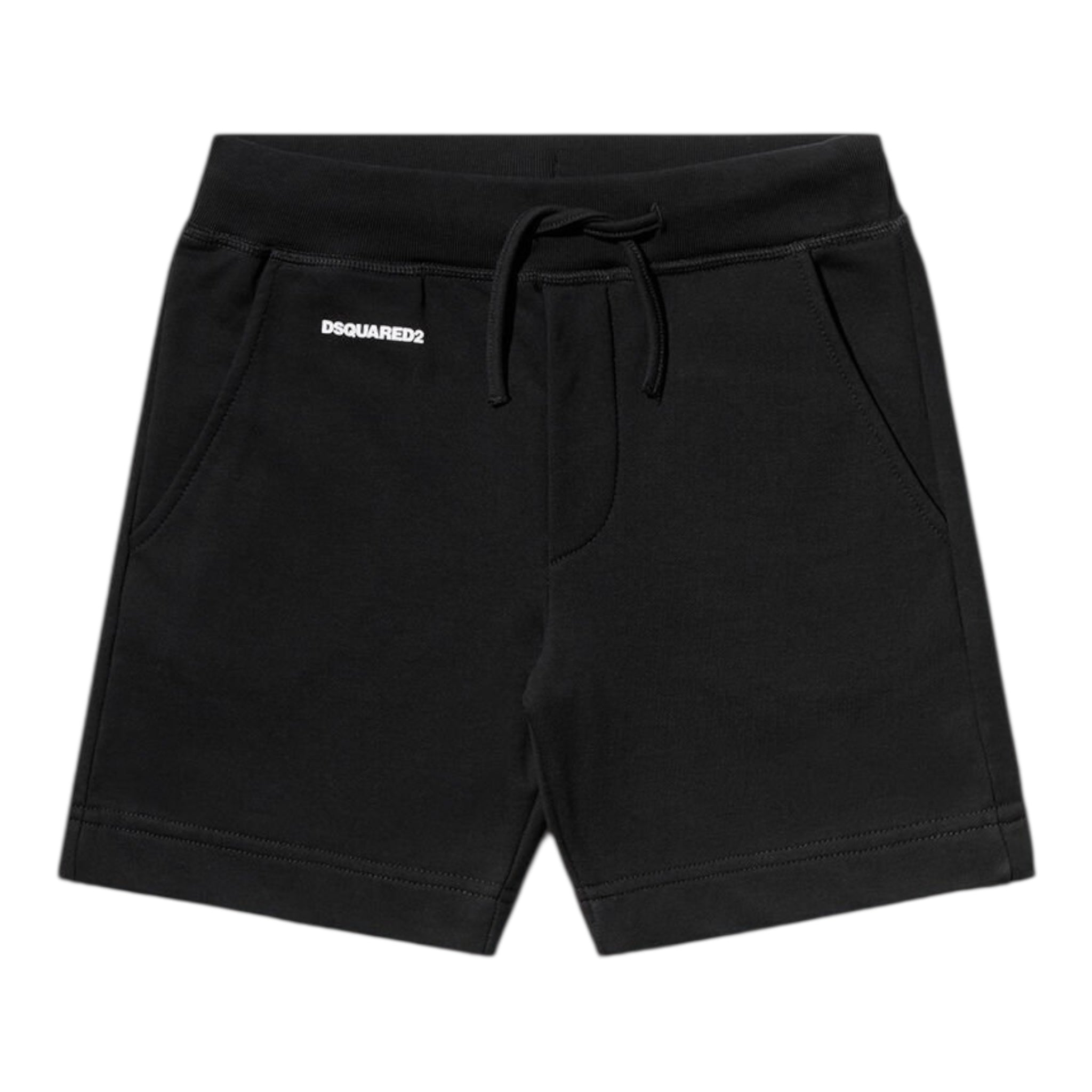 Dsquared2 Bermuda Felpa Tinta Unita con Logo per Bambino DQ0667 NERO DSQUARED2 