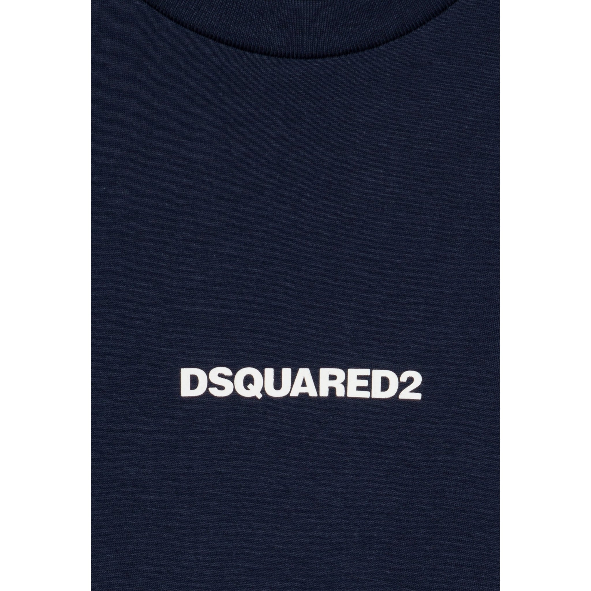 Dsquared2 T-Shirt Girocollo Tinta Unita con Stampa per Bambino DQ2478 BLU DSQUARED2 