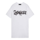 Dsquared2 T-Shirt Girocollo Tinta Unita con Stampa per Bambina DQ2714 BIANCO DSQUARED2 