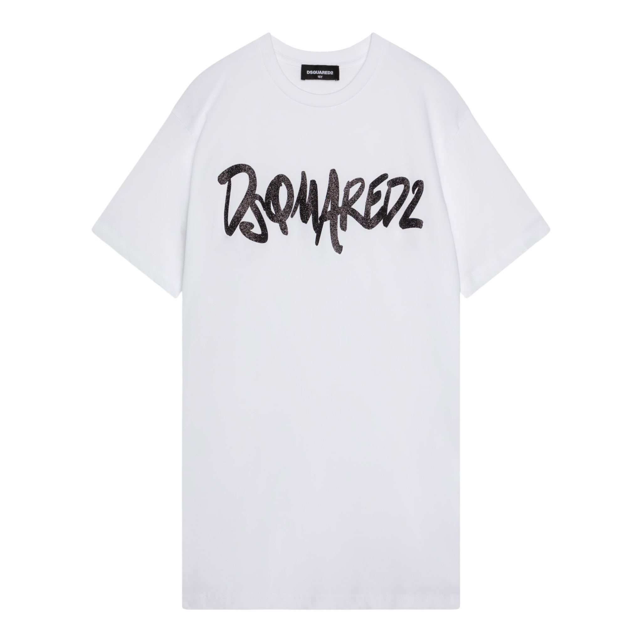 Dsquared2 T-Shirt Girocollo Tinta Unita con Stampa per Bambina DQ2714 BIANCO DSQUARED2 