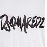 Dsquared2 T-Shirt Girocollo Tinta Unita con Stampa per Bambina DQ2714 BIANCO DSQUARED2 